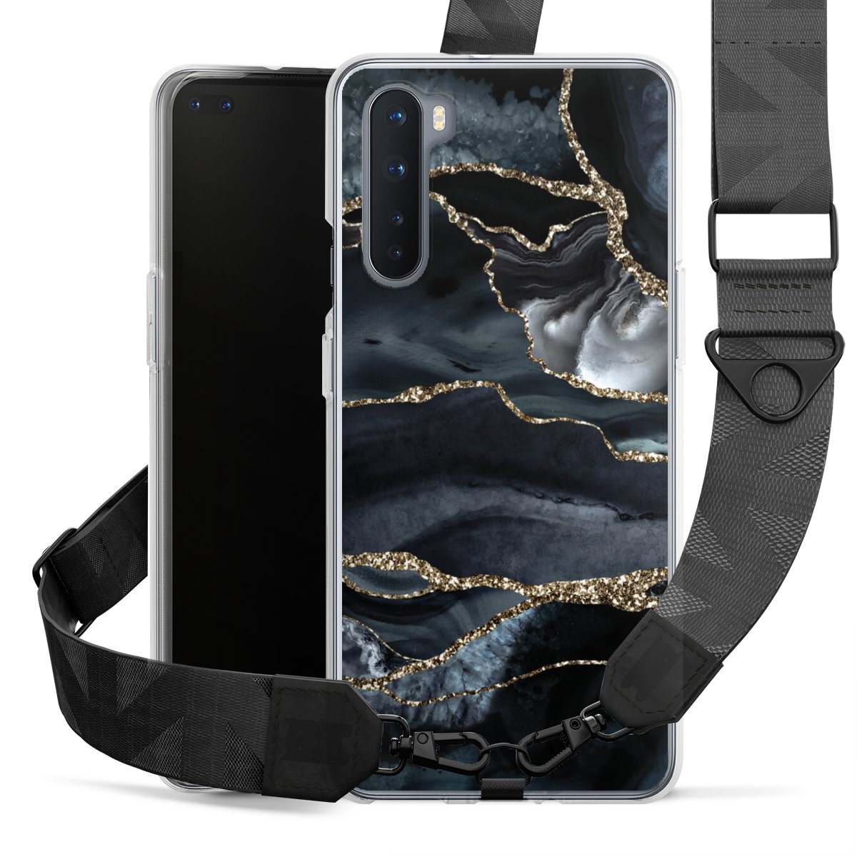 Donker marmer goud Glitterlook