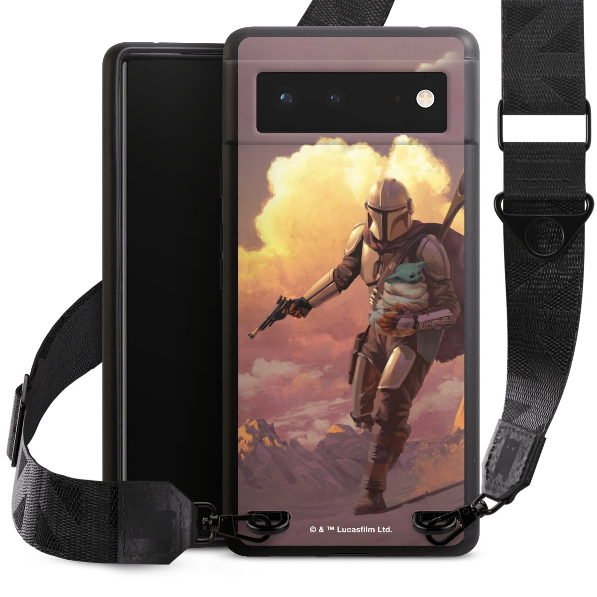 Les nuages ​​du coucher du soleil Mandalorien et Grogu