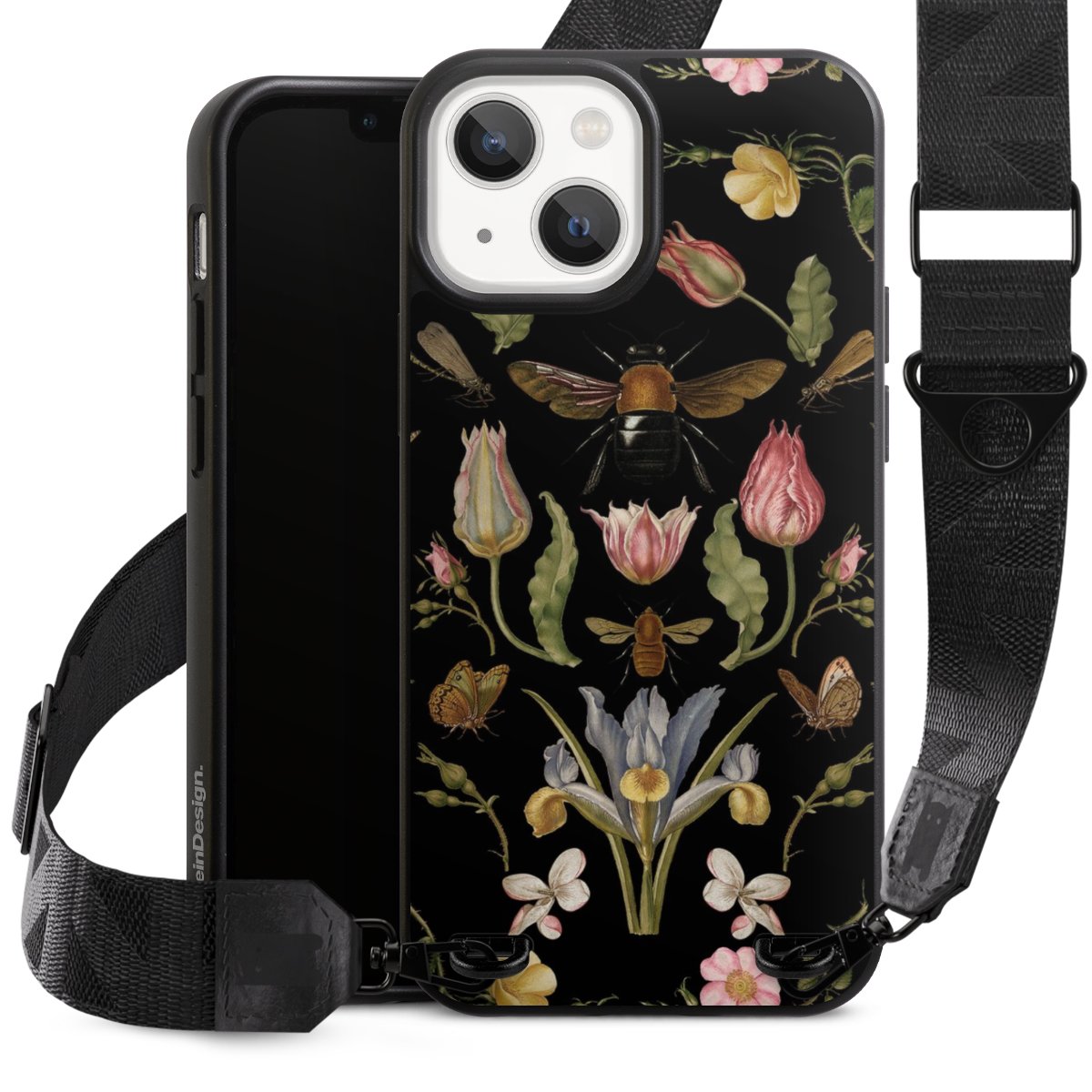 Fleurs Sauvages et Abeilles Fond Noir