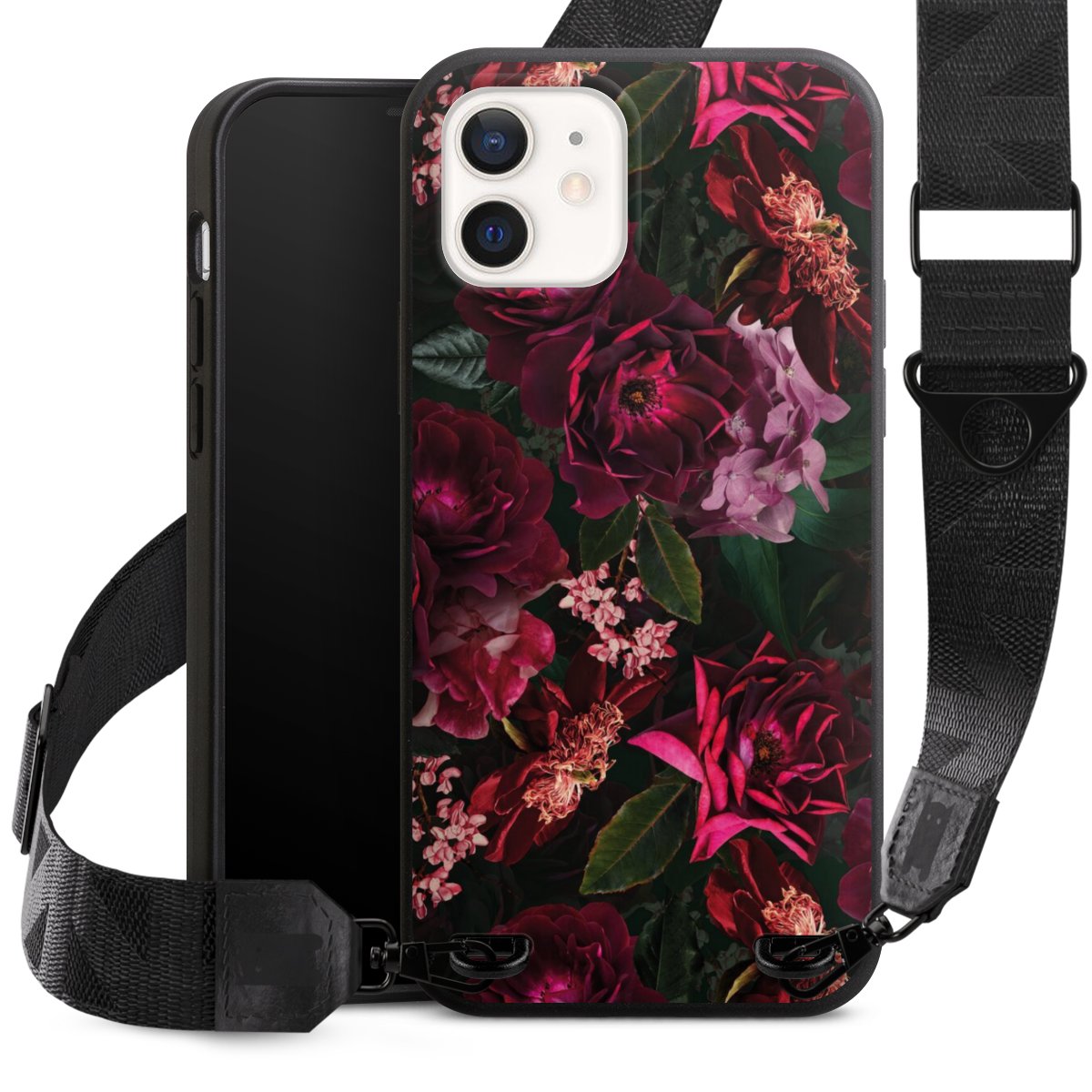 Fleurs rouge foncé et roses