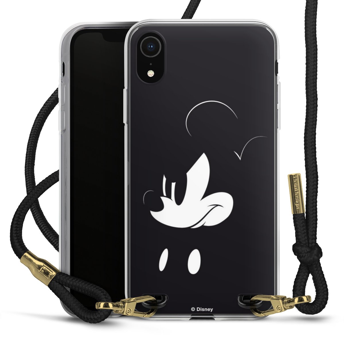verdwijnen zonnebloem vegetarisch Mickey Mouse - Mad voor Transparant telefoonhoesje met koord (stof  zwart/goud) voor Apple iPhone Xr van DeinDesign