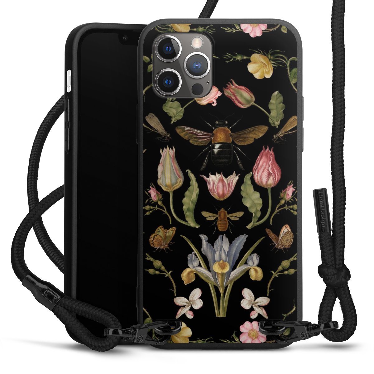 Fleurs Sauvages et Abeilles Fond Noir