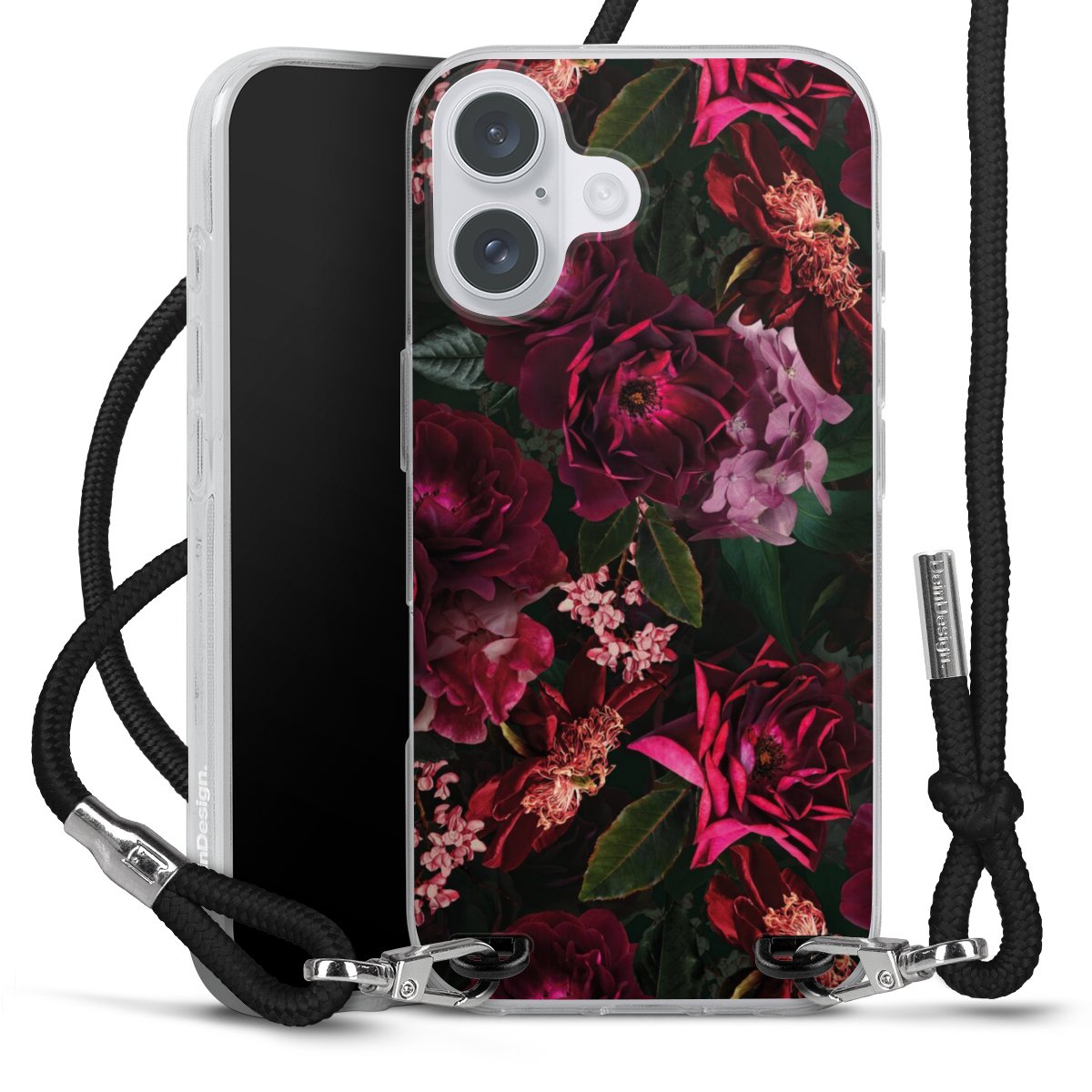 Fleurs rouge foncé et roses