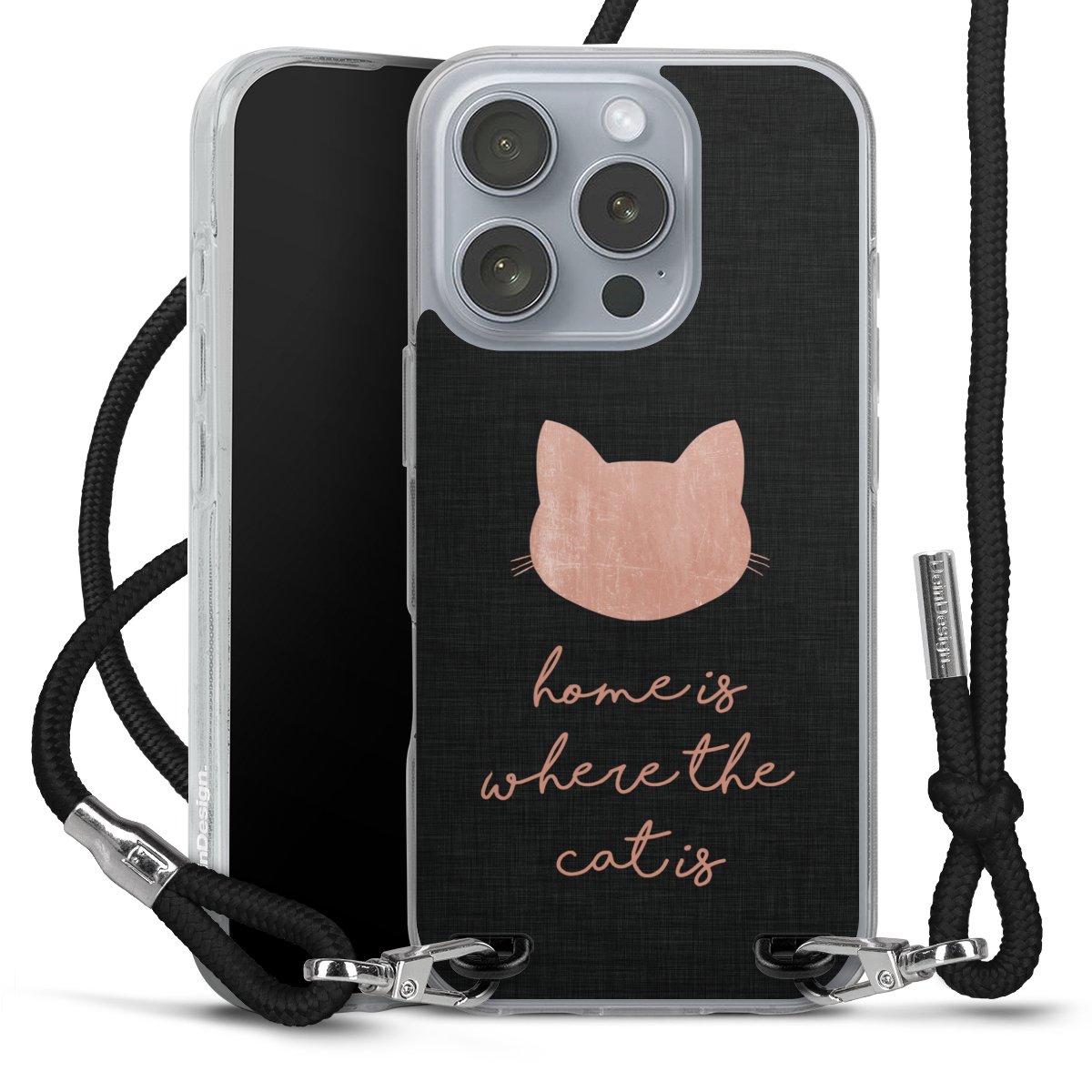 Home Is Where The Cat Is - Rose sur noir 
