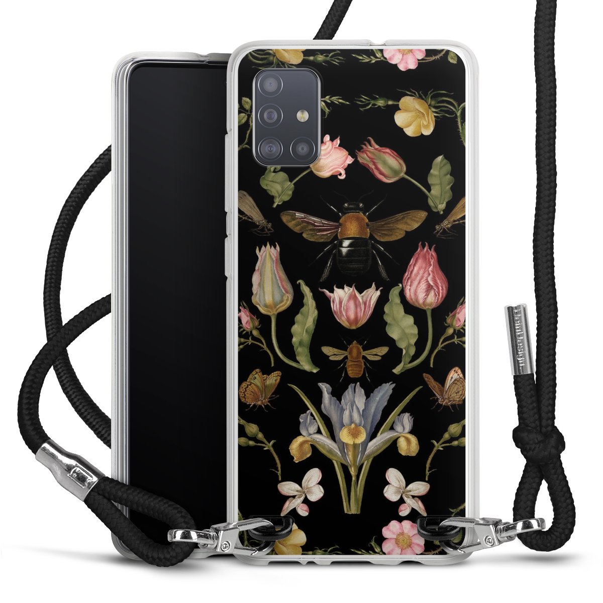 Fleurs Sauvages et Abeilles Fond Noir