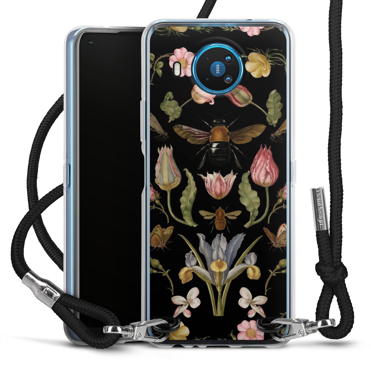 Fleurs Sauvages et Abeilles Fond Noir