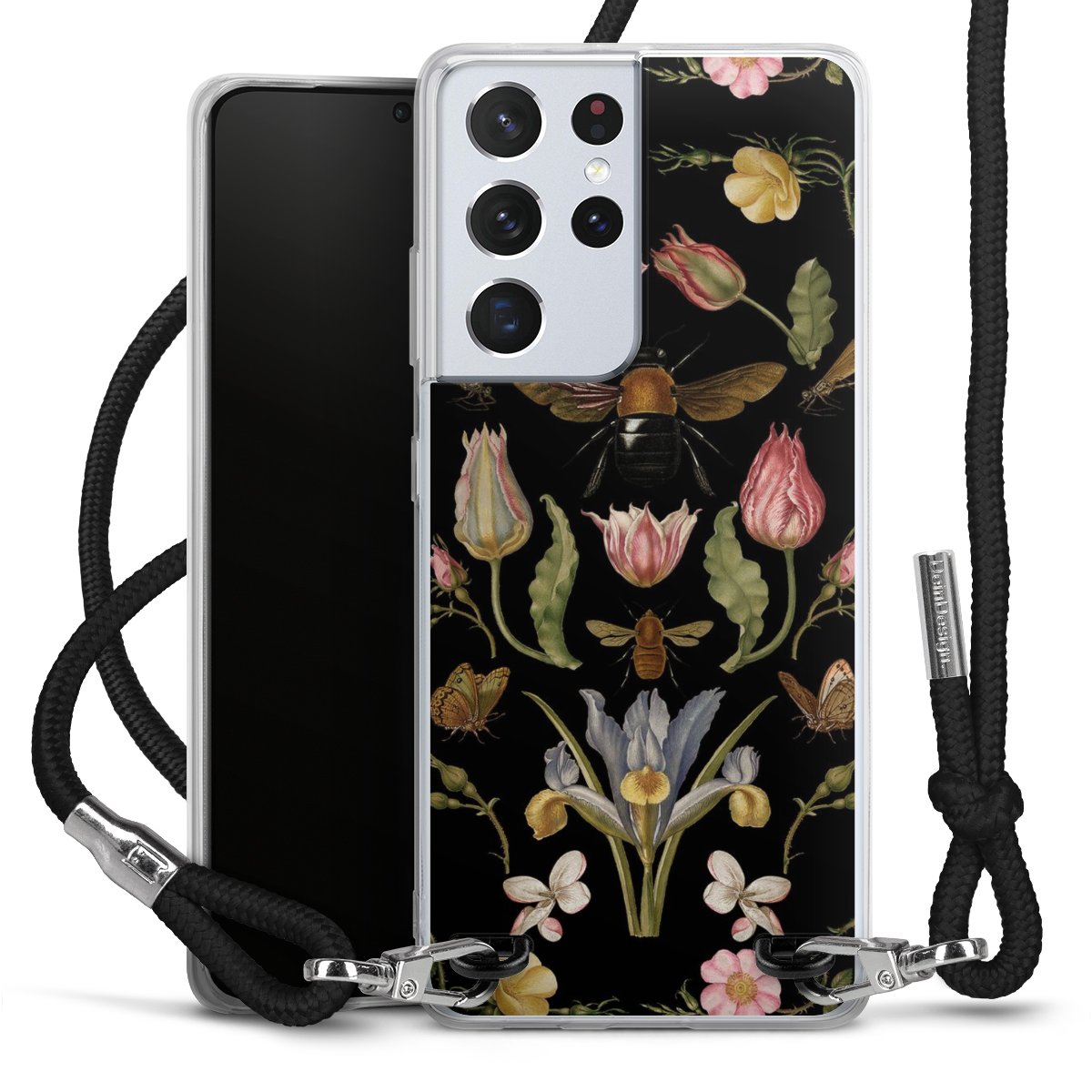 Fleurs Sauvages et Abeilles Fond Noir