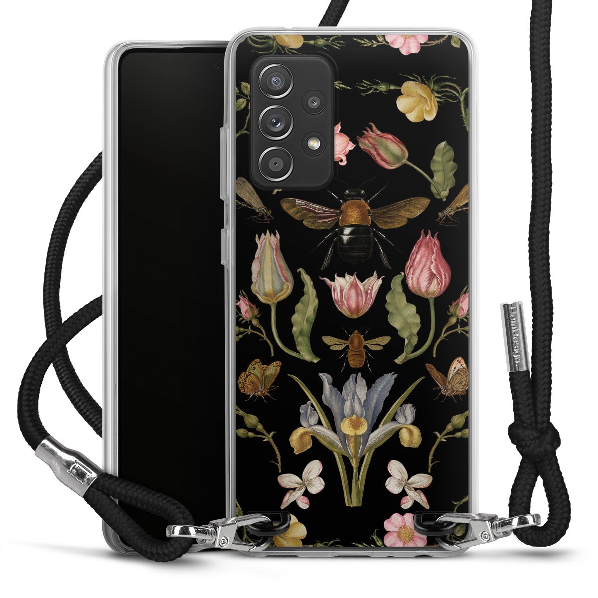 Fleurs Sauvages et Abeilles Fond Noir