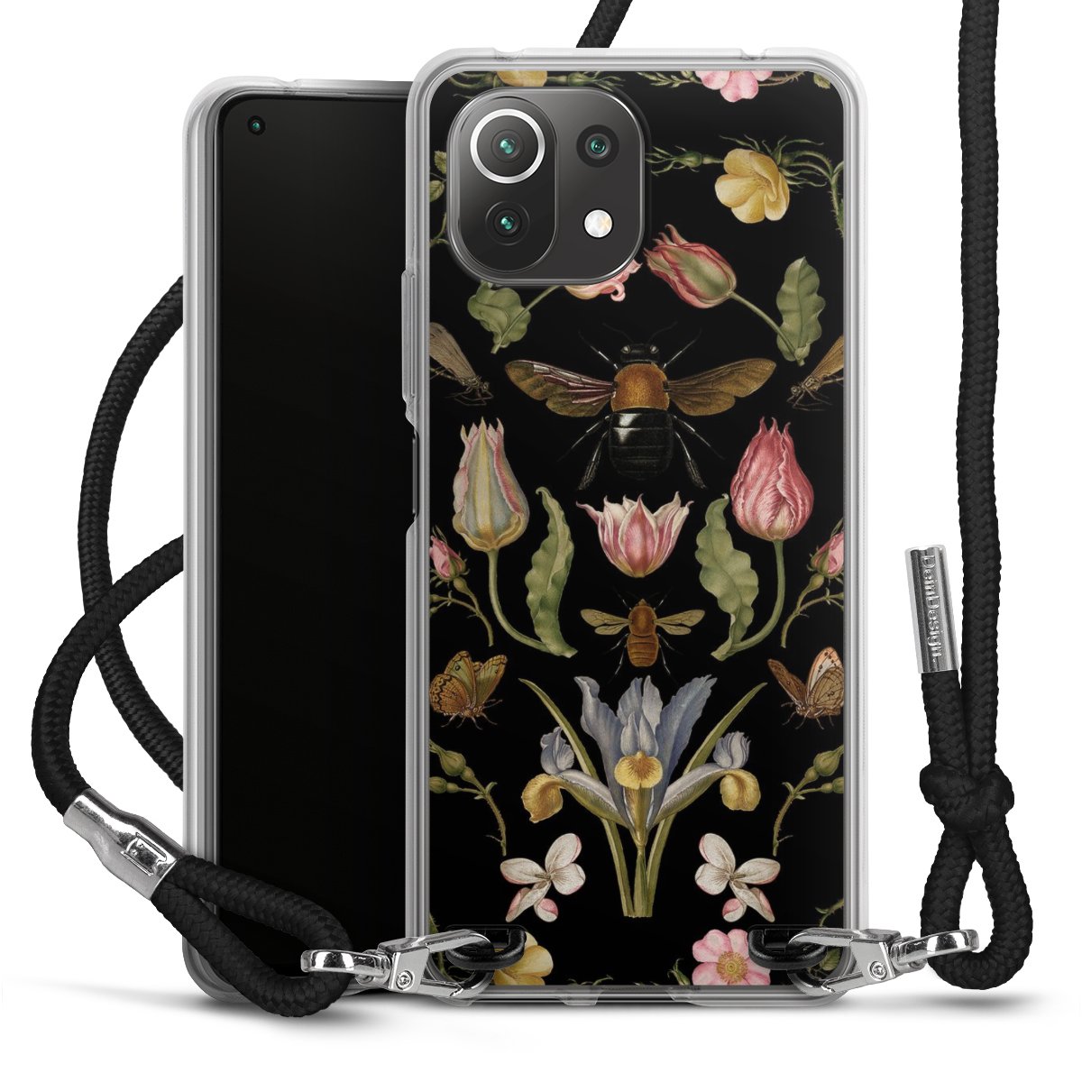 Fleurs Sauvages et Abeilles Fond Noir