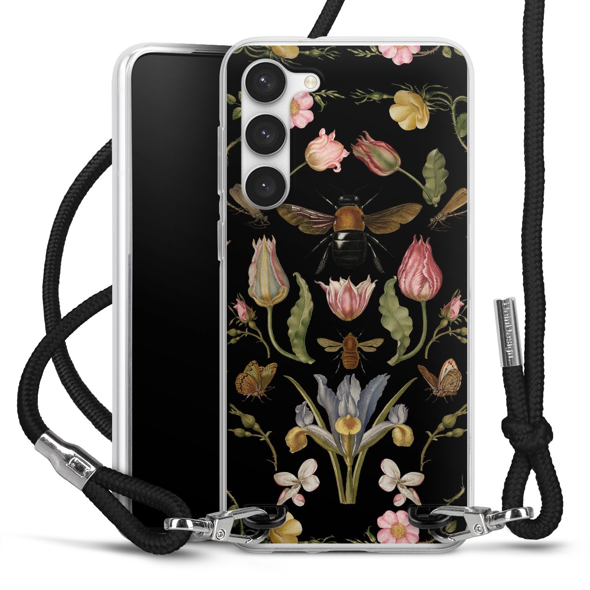 Fleurs Sauvages et Abeilles Fond Noir