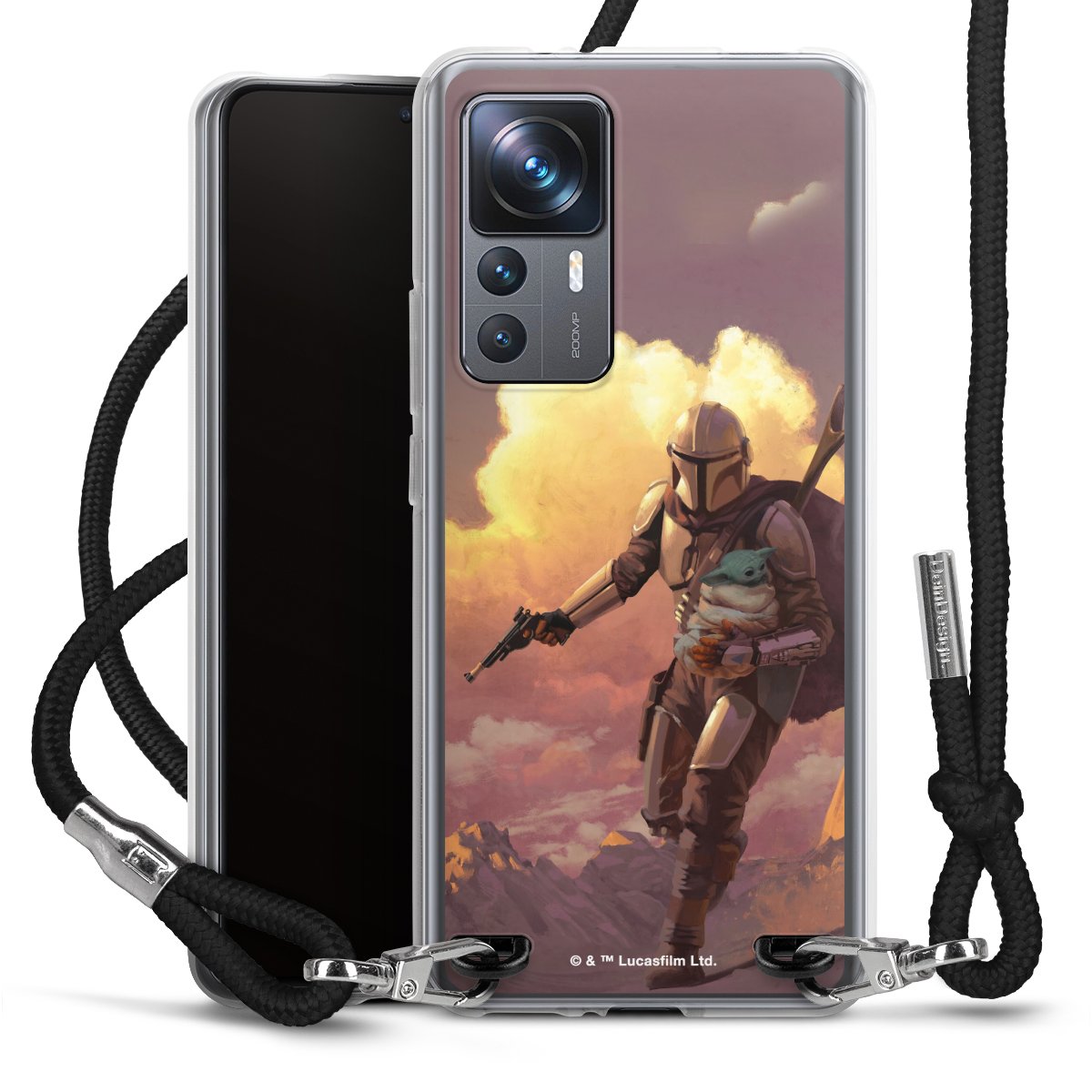 Les nuages ​​du coucher du soleil Mandalorien et Grogu