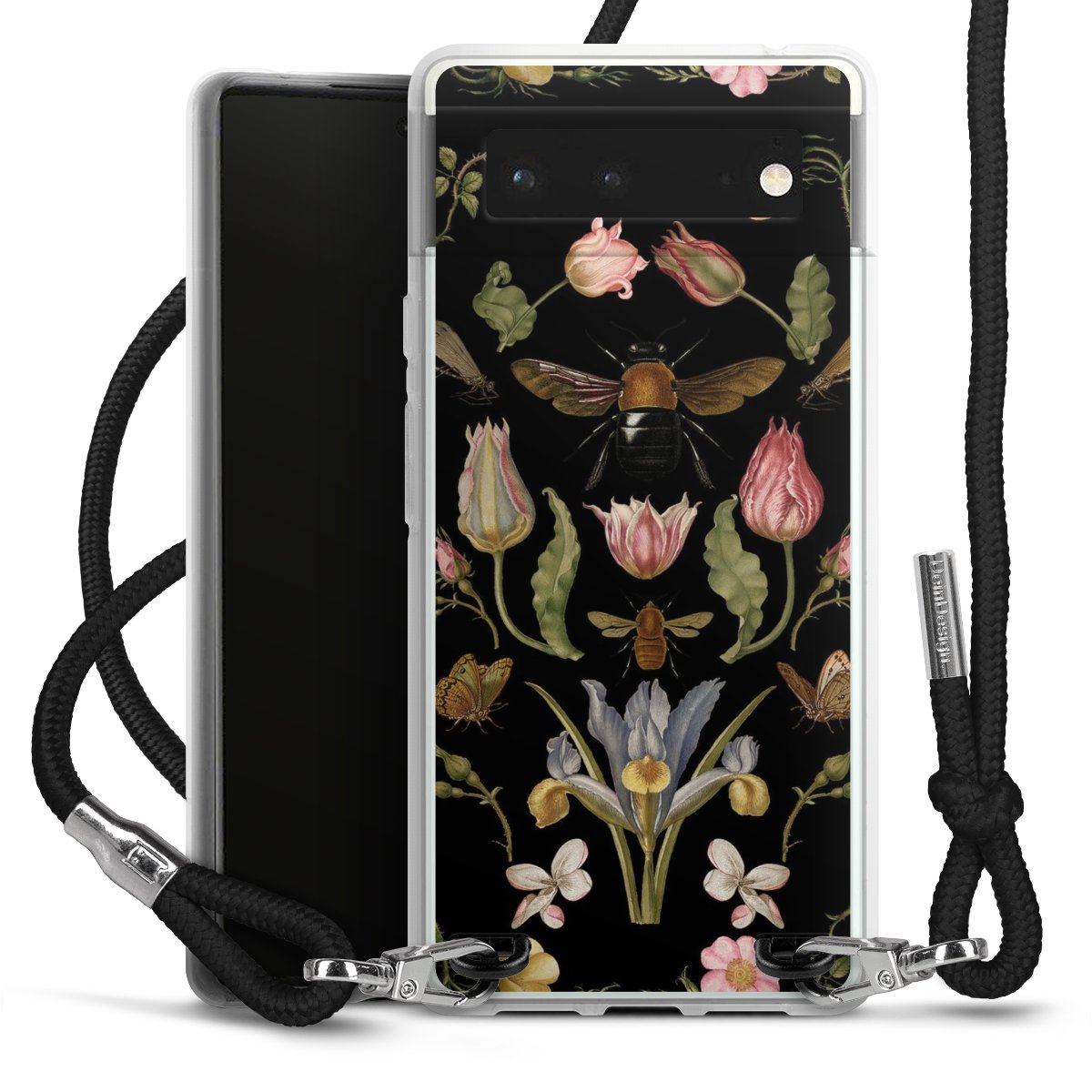 Fleurs Sauvages et Abeilles Fond Noir