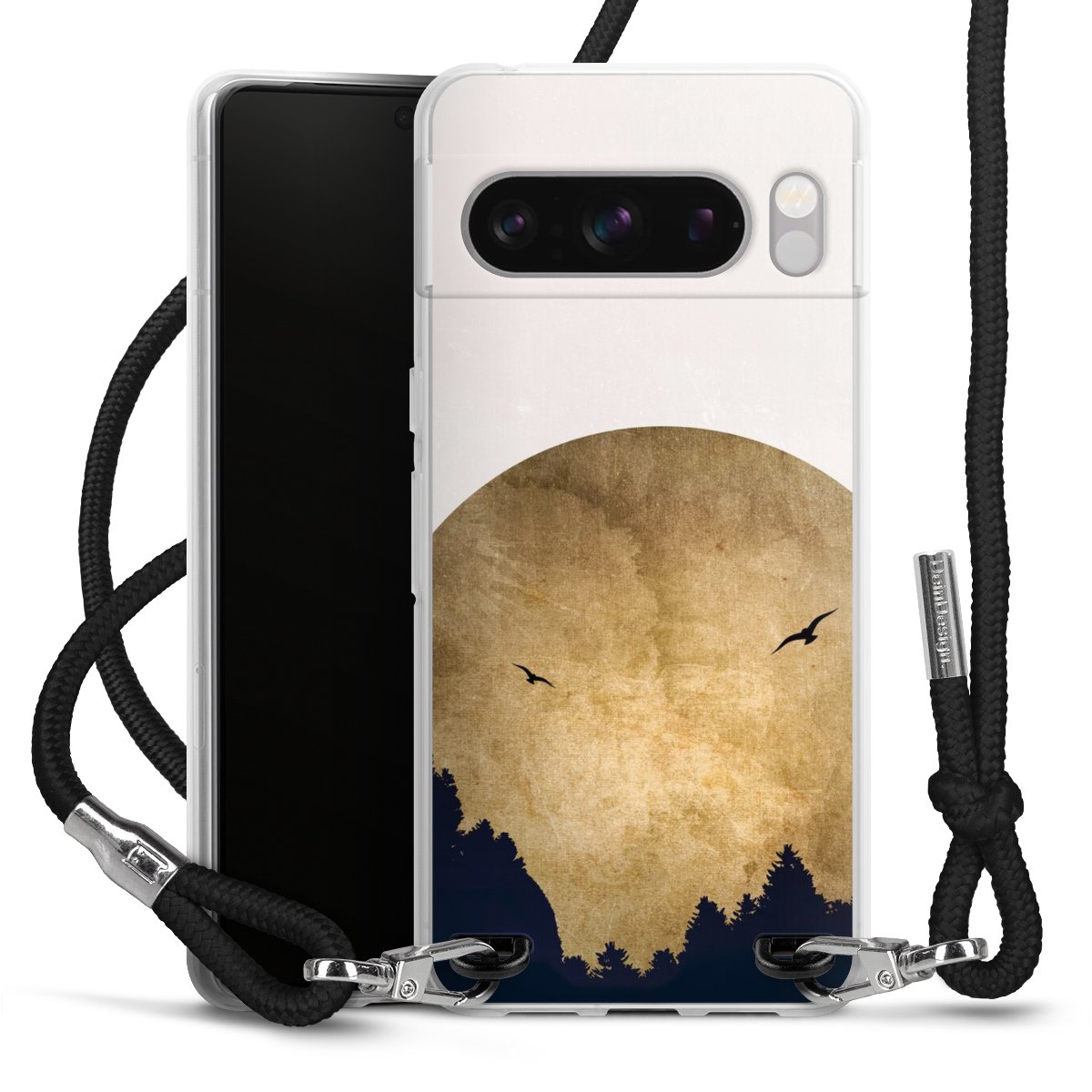 Deux oiseaux et la lune