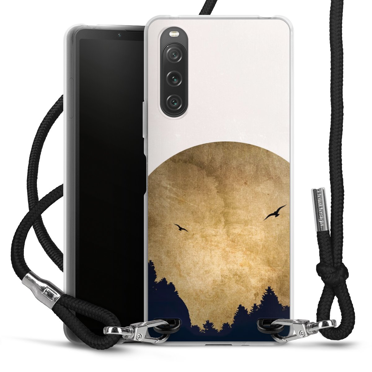 Deux oiseaux et la lune