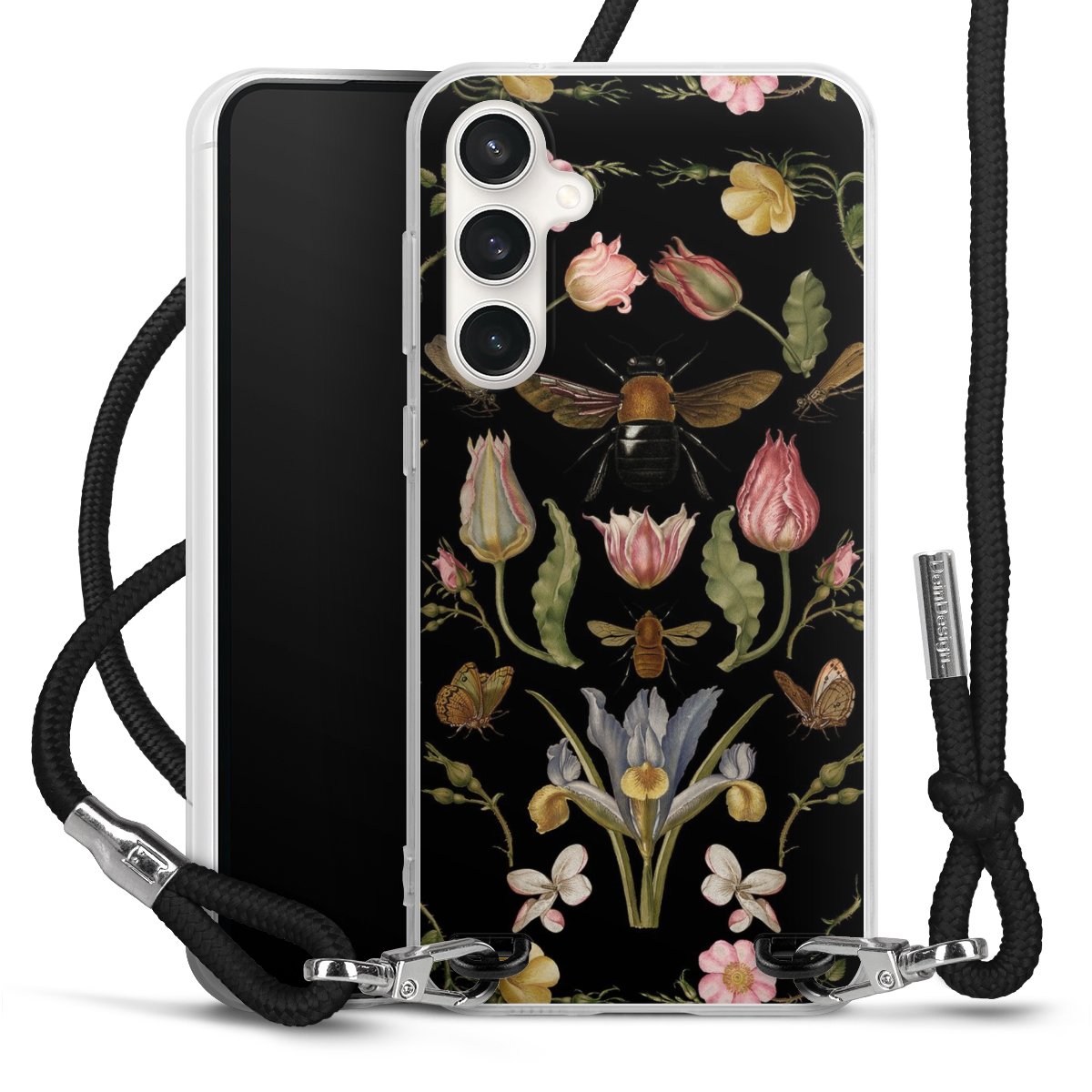 Fleurs Sauvages et Abeilles Fond Noir