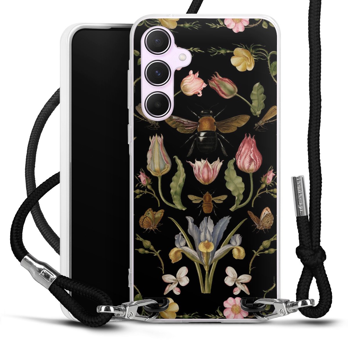 Fleurs Sauvages et Abeilles Fond Noir