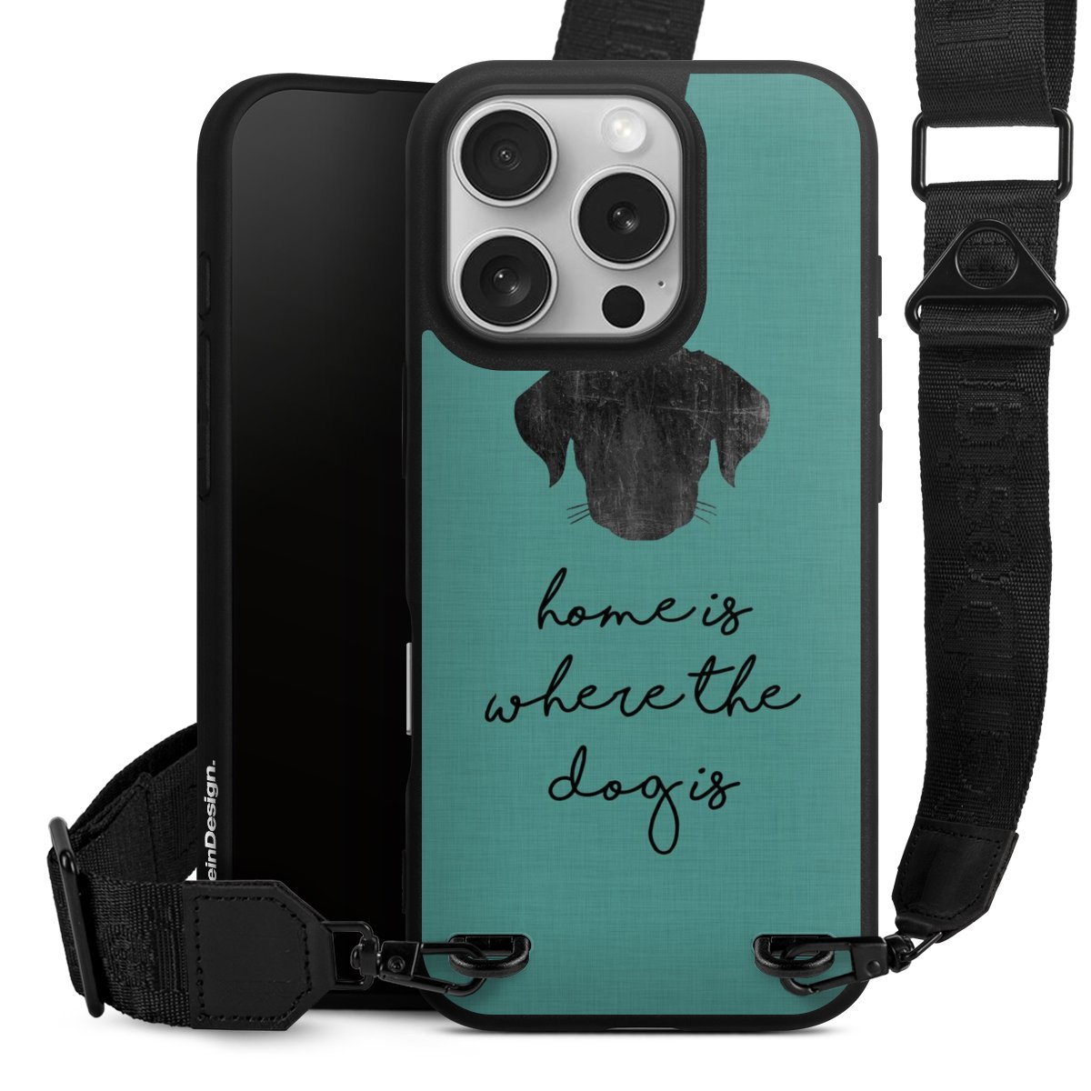 Home Is Where The Dog Is - Noir sur turquoise