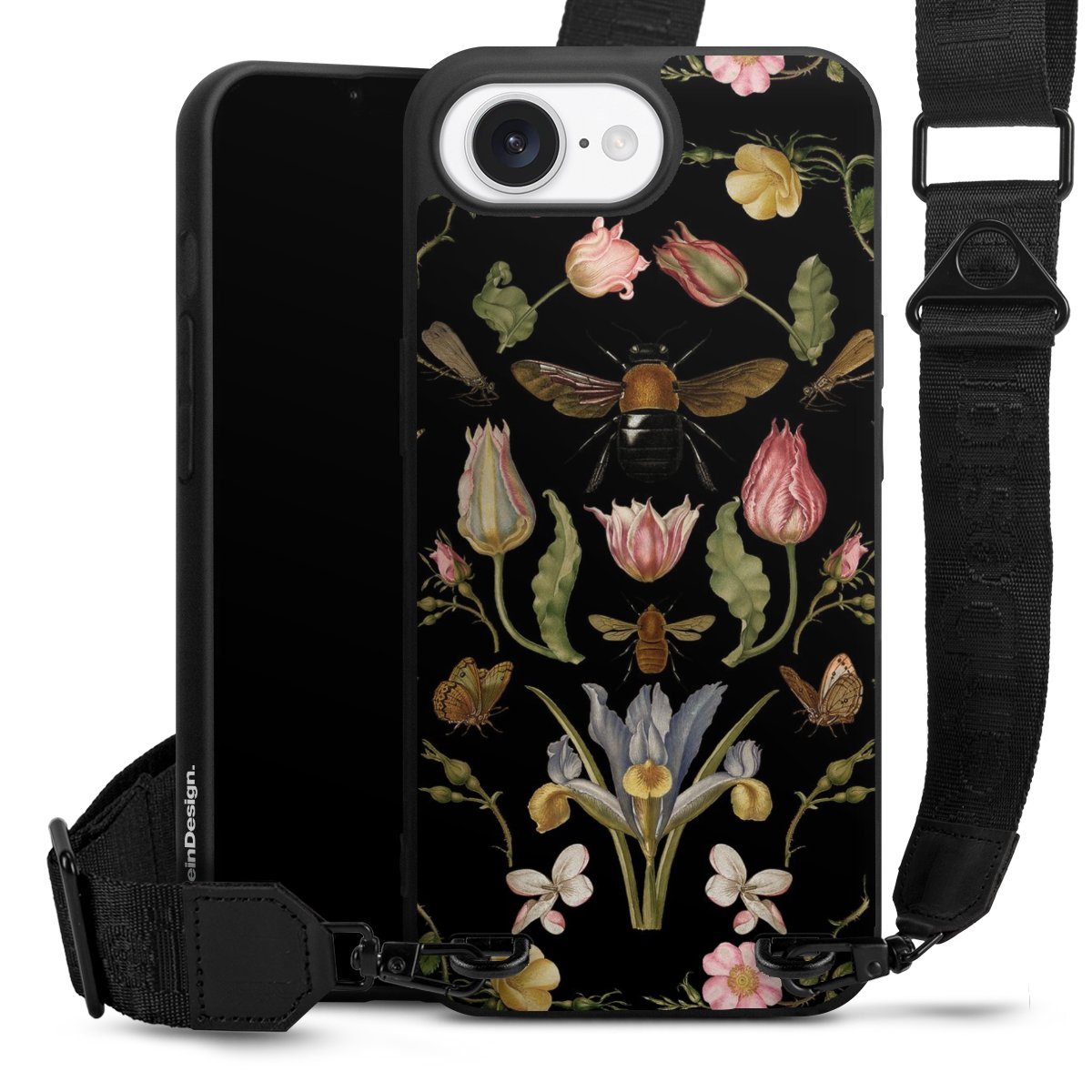 Fleurs Sauvages et Abeilles Fond Noir