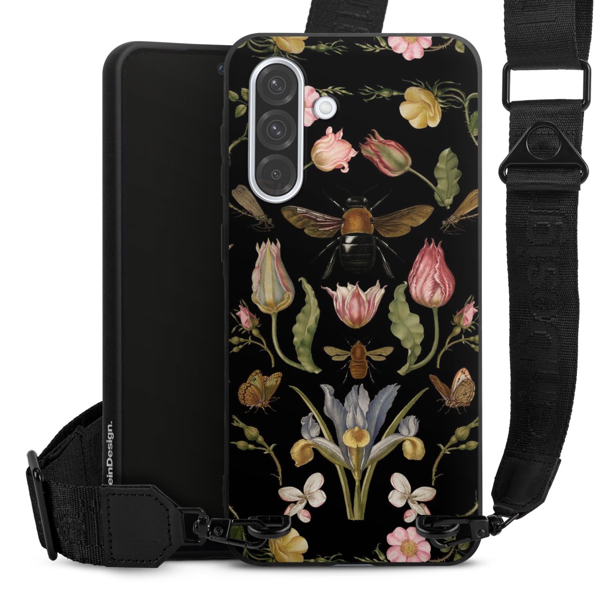 Fleurs Sauvages et Abeilles Fond Noir