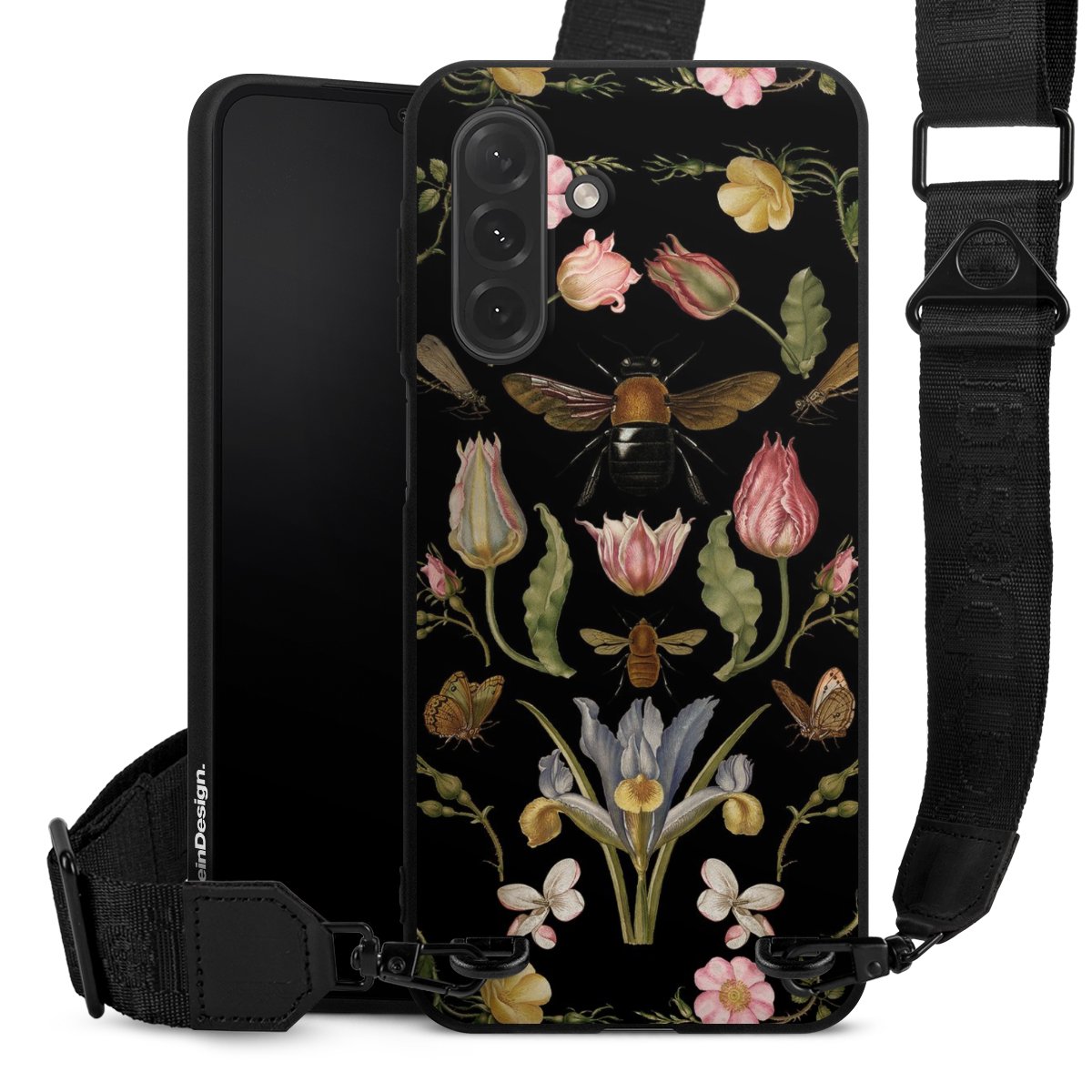 Fleurs Sauvages et Abeilles Fond Noir