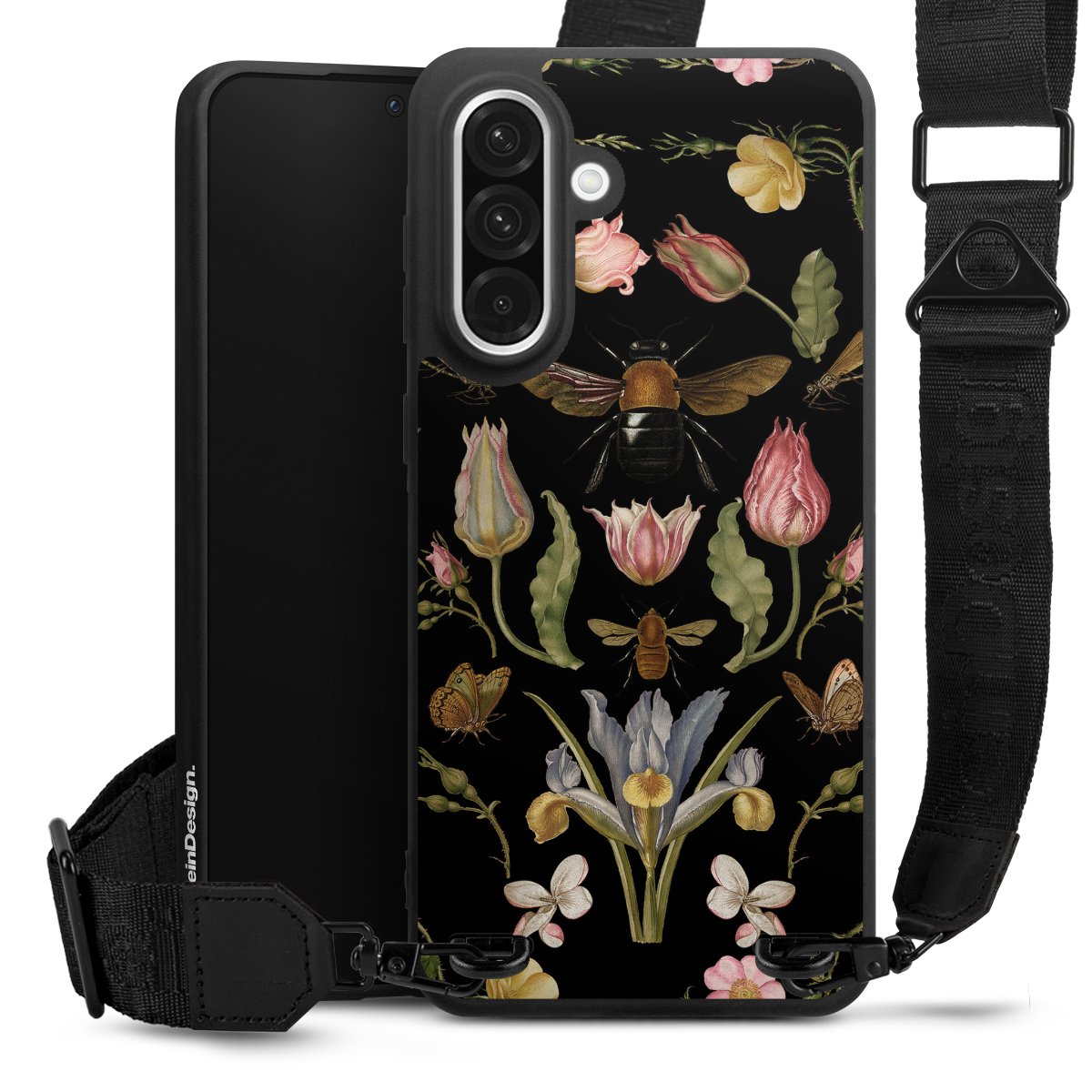 Fleurs Sauvages et Abeilles Fond Noir