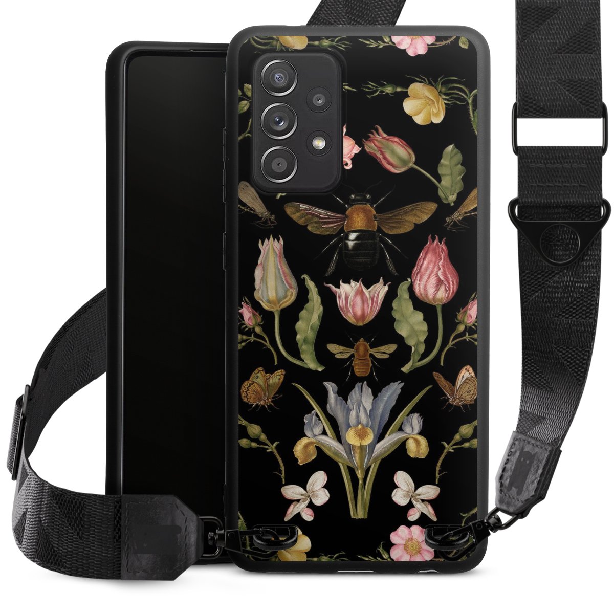 Fleurs Sauvages et Abeilles Fond Noir