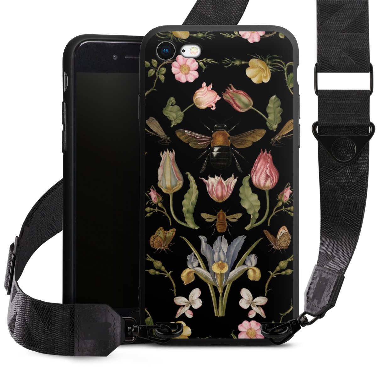 Fleurs Sauvages et Abeilles Fond Noir