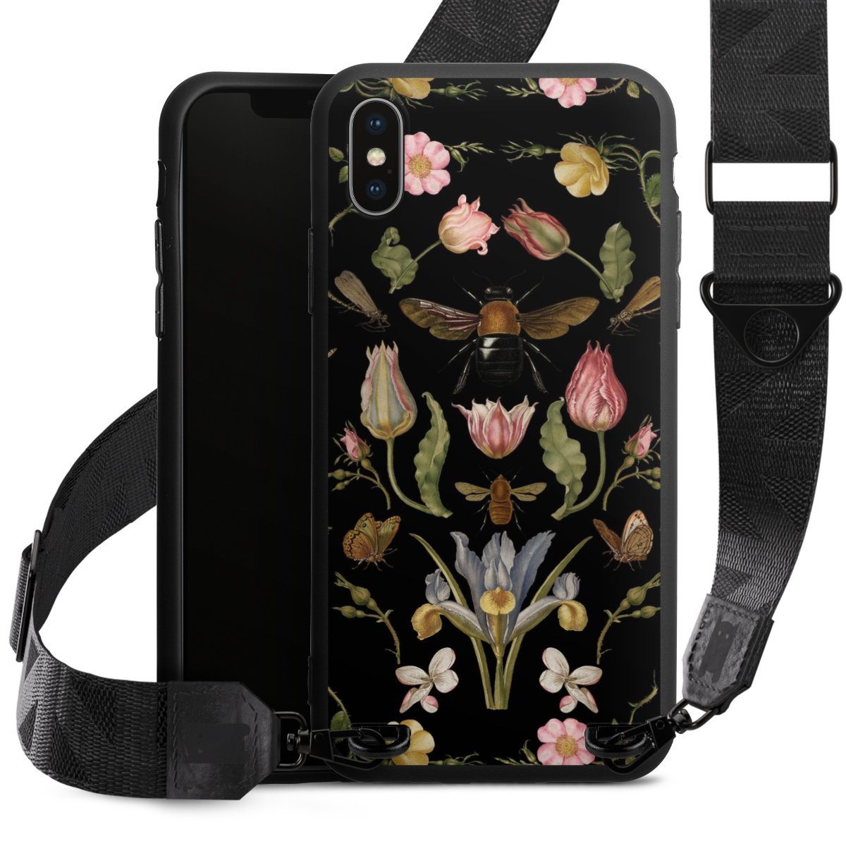 Fleurs Sauvages et Abeilles Fond Noir