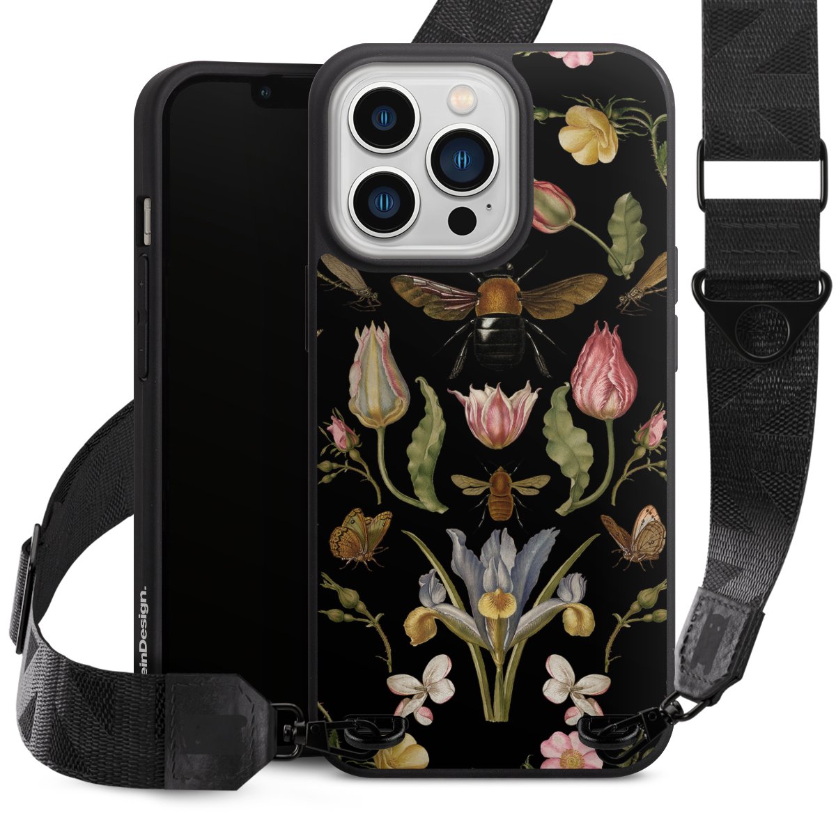 Fleurs Sauvages et Abeilles Fond Noir