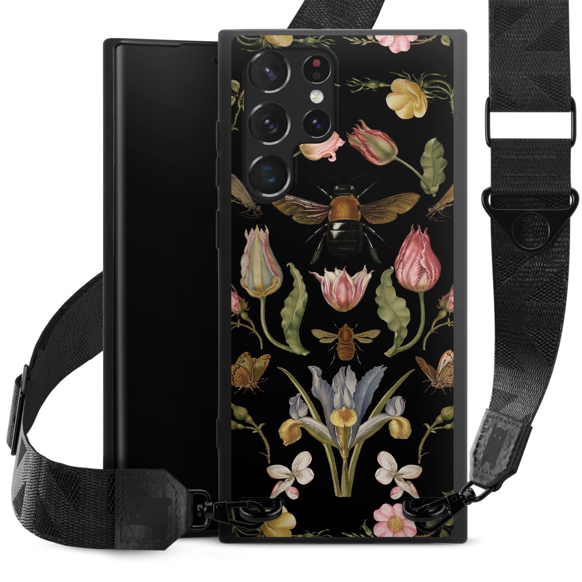 Fleurs Sauvages et Abeilles Fond Noir