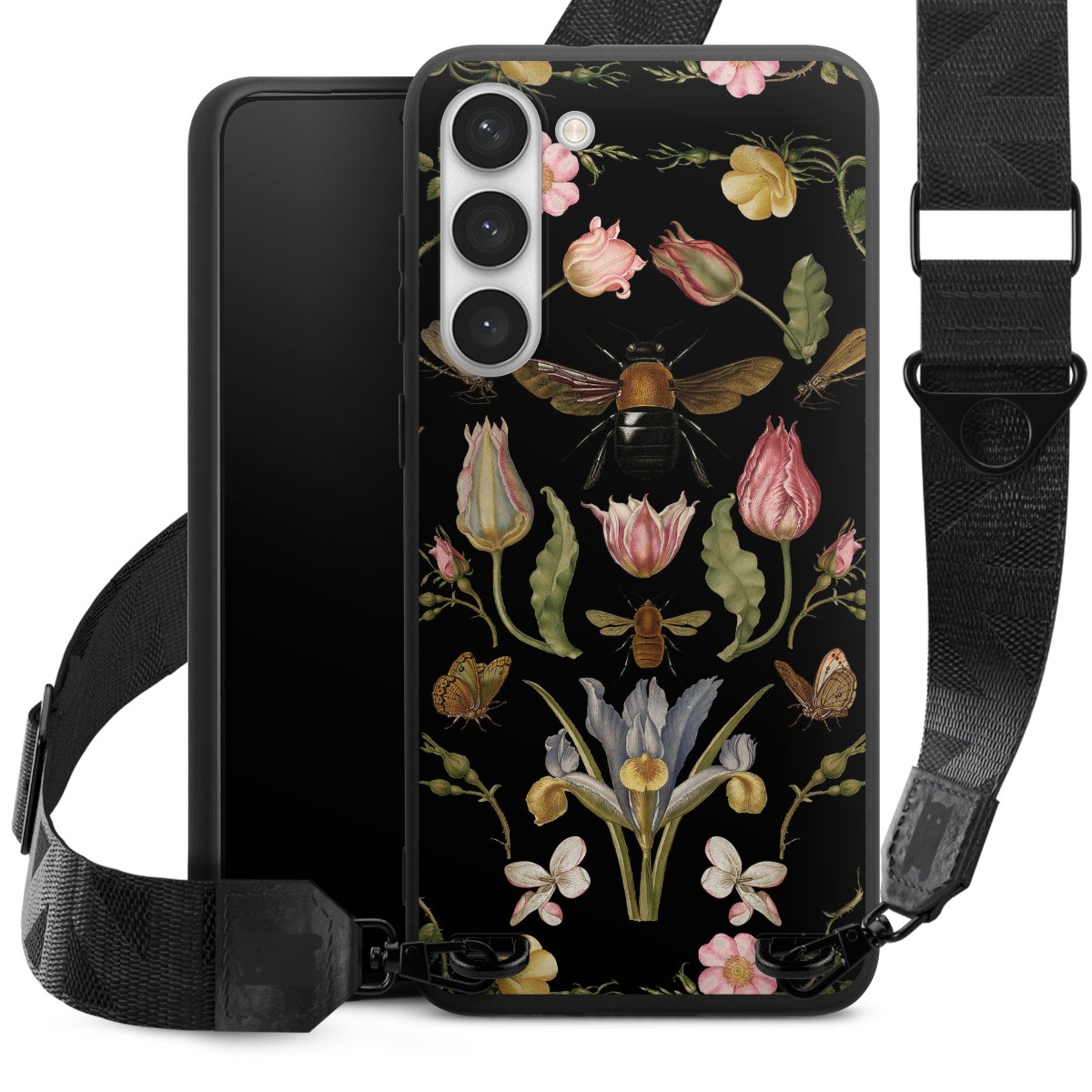 Fleurs Sauvages et Abeilles Fond Noir