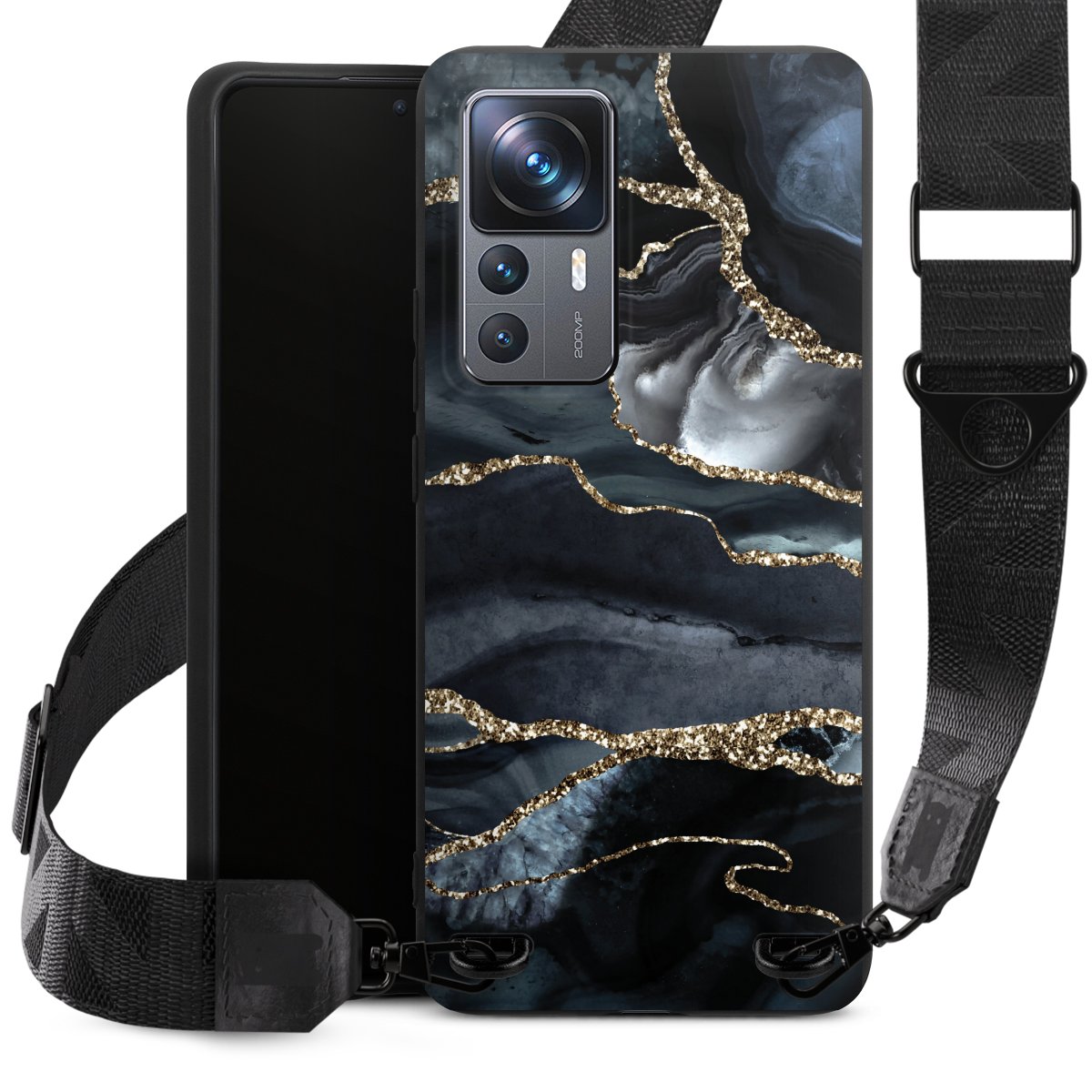 Donker marmer goud Glitterlook