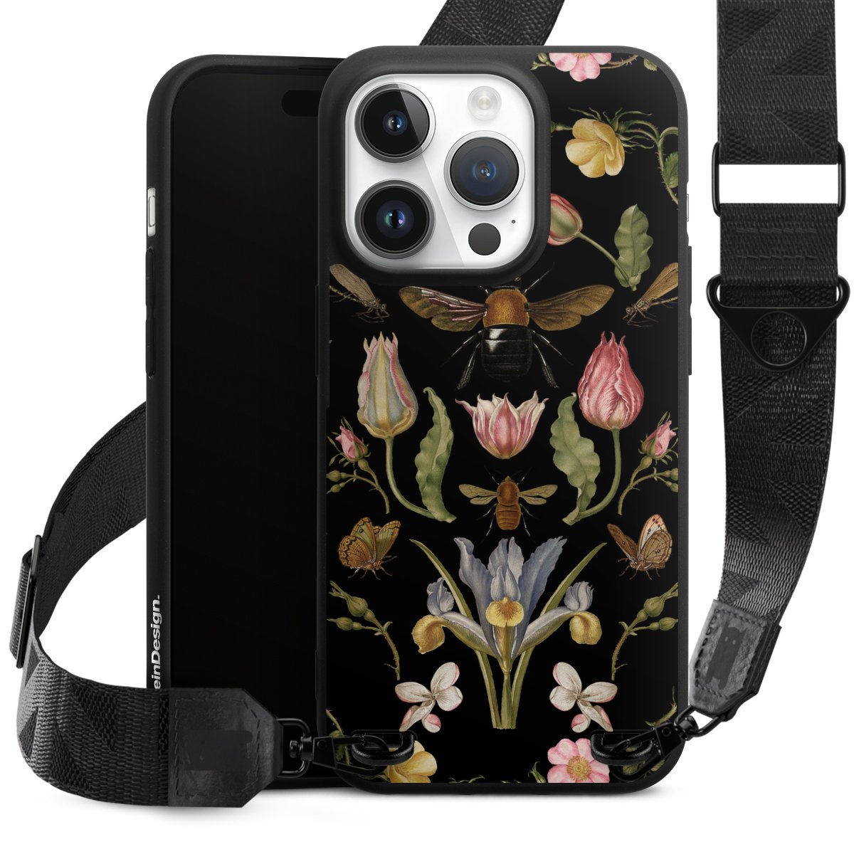 Fleurs Sauvages et Abeilles Fond Noir