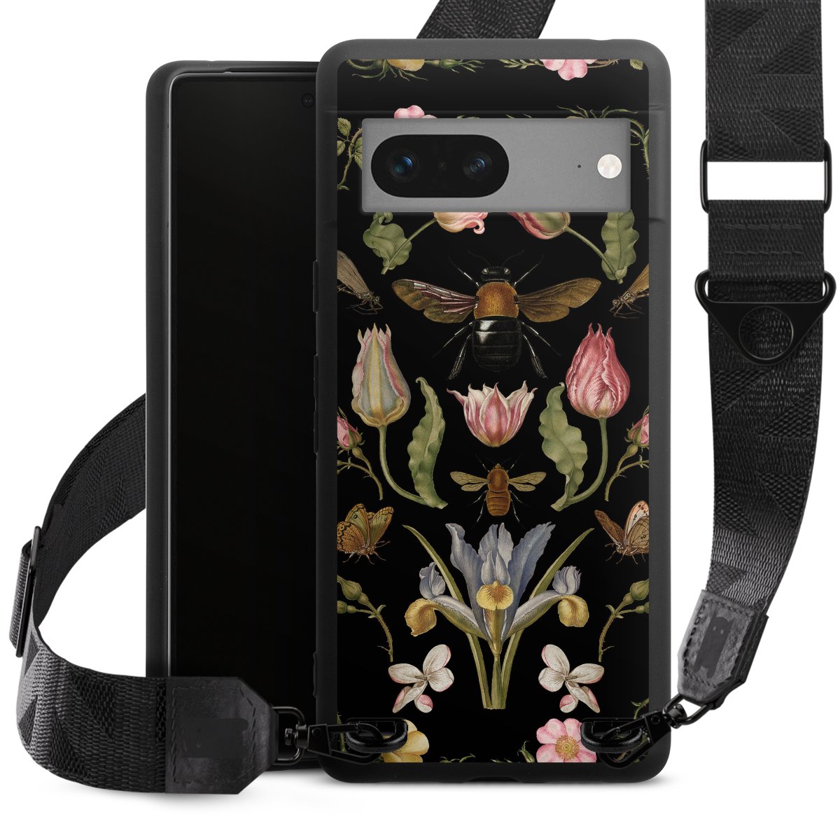 Fleurs Sauvages et Abeilles Fond Noir