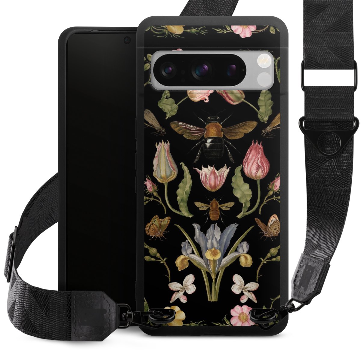 Fleurs Sauvages et Abeilles Fond Noir