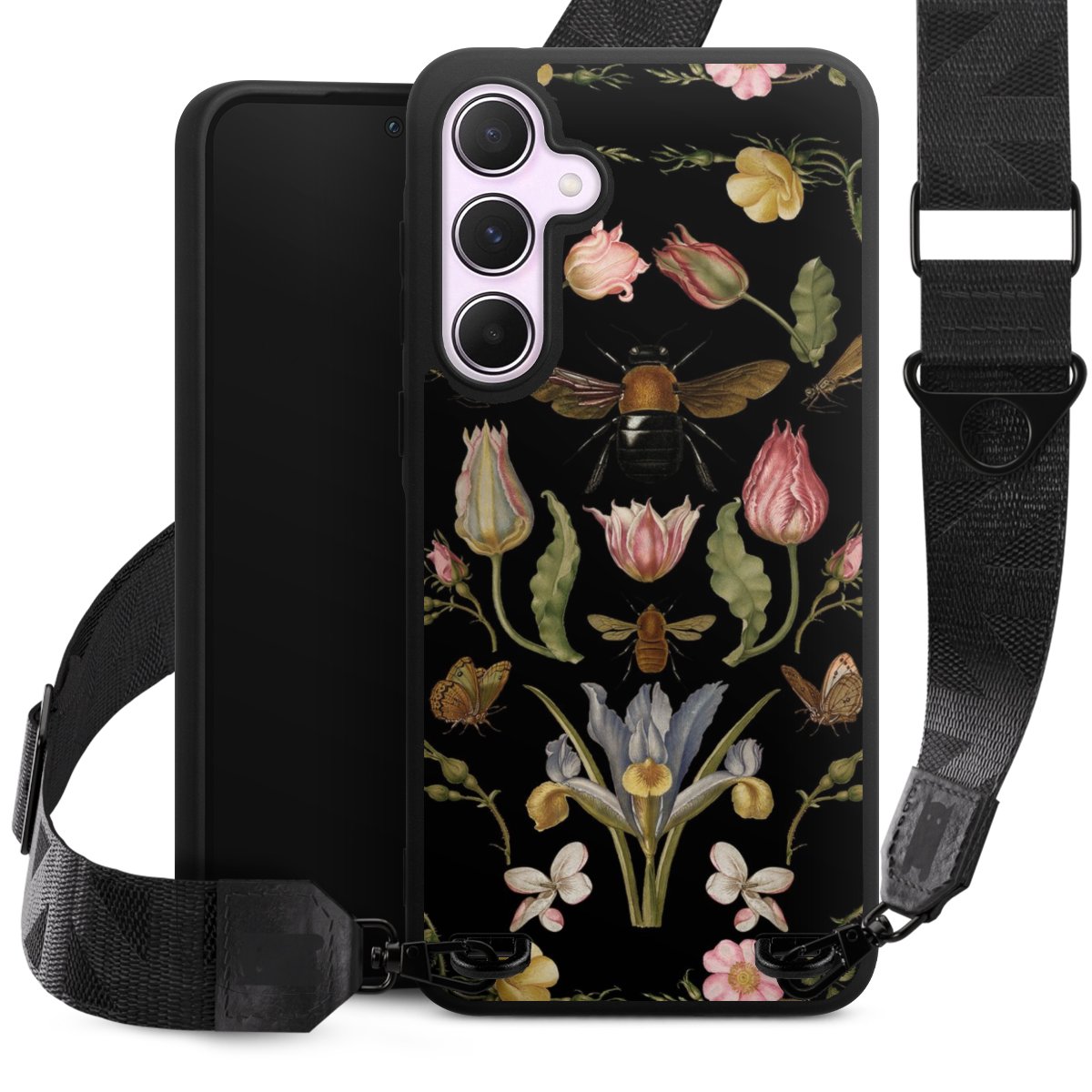 Fleurs Sauvages et Abeilles Fond Noir