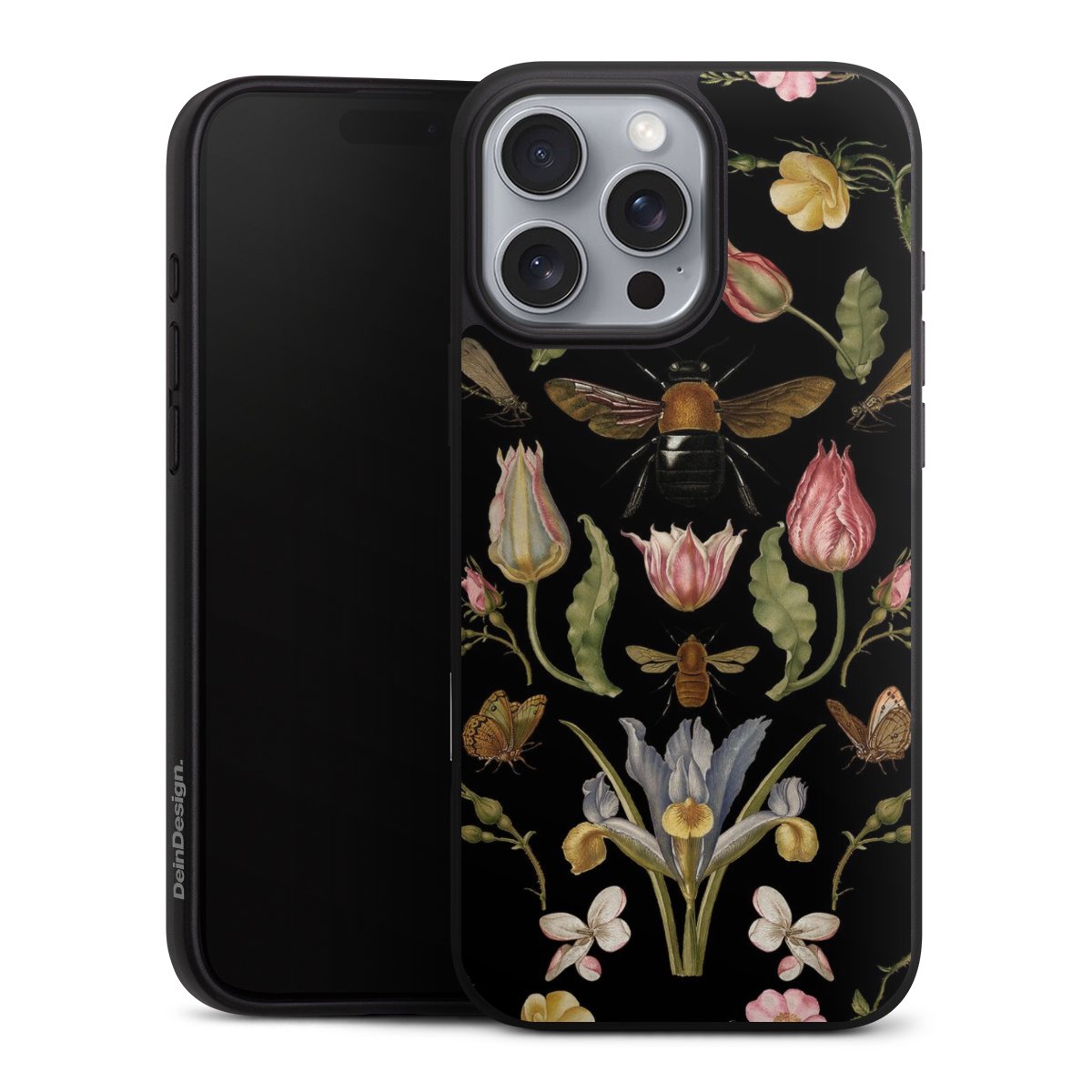 Fleurs Sauvages et Abeilles Fond Noir