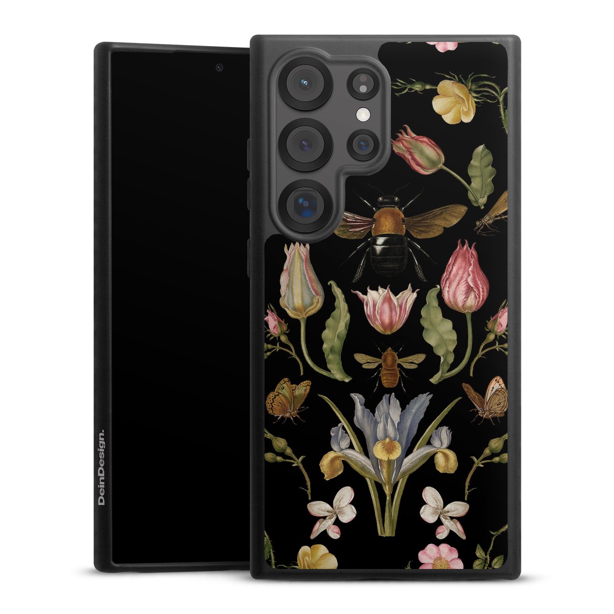 Fleurs Sauvages et Abeilles Fond Noir