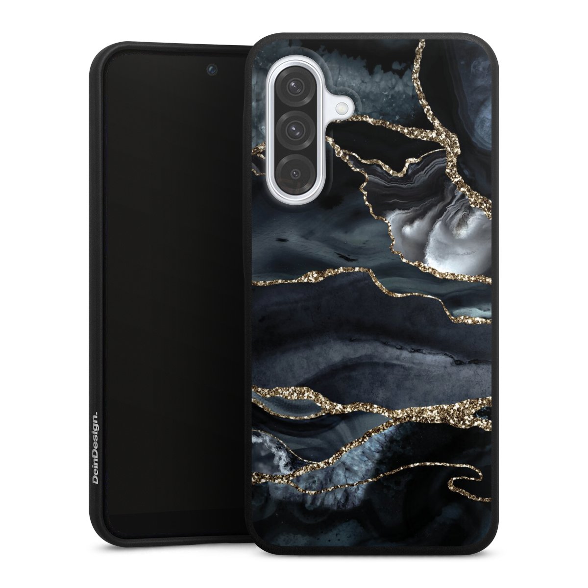 Dunkler Marmor Gold Glitzerlook