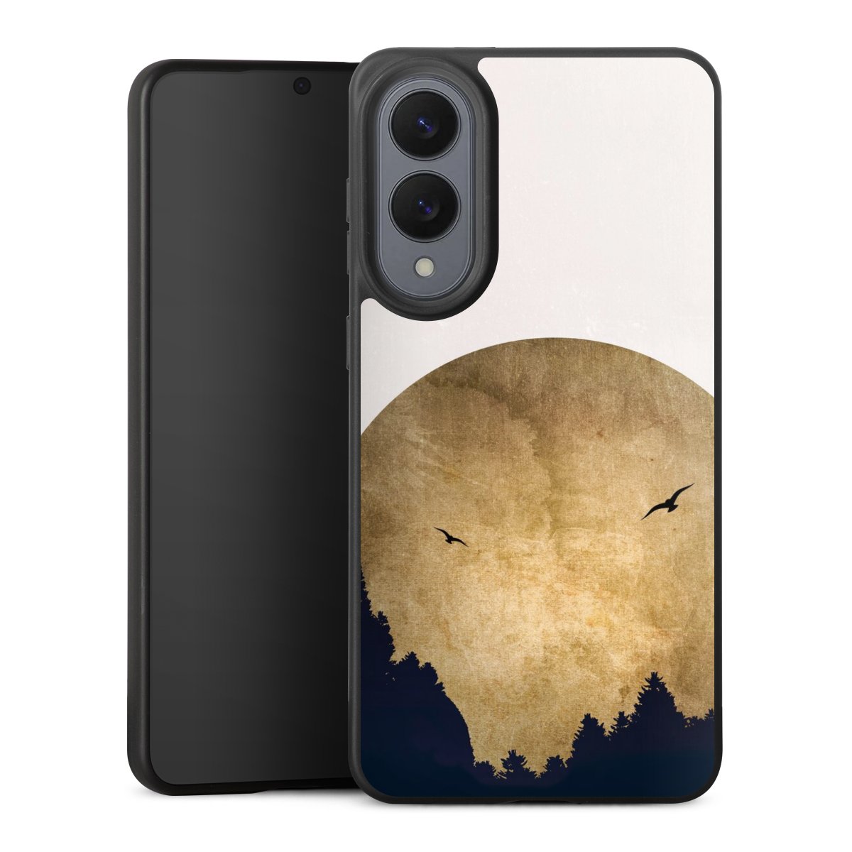 Deux oiseaux et la lune