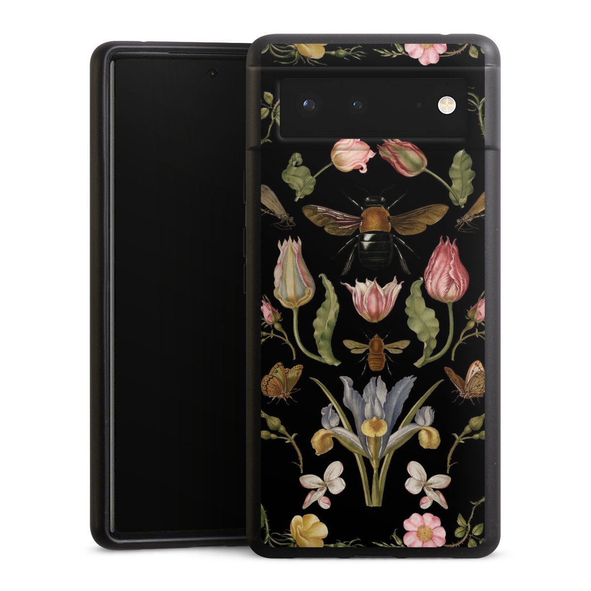 Fleurs Sauvages et Abeilles Fond Noir