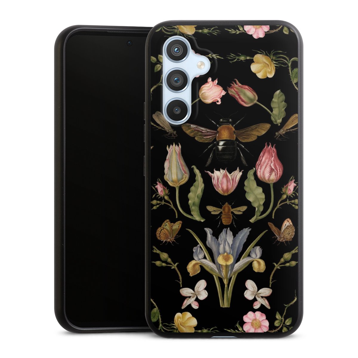 Fleurs Sauvages et Abeilles Fond Noir