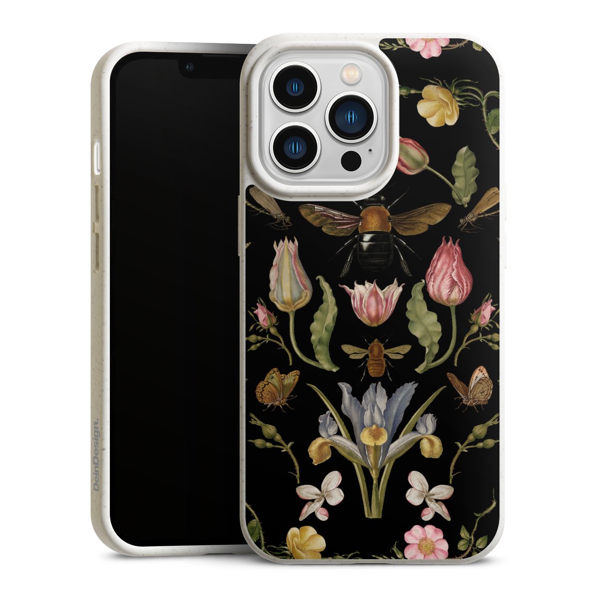 Fleurs Sauvages et Abeilles Fond Noir