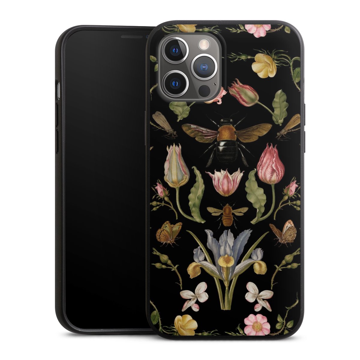 Fleurs Sauvages et Abeilles Fond Noir