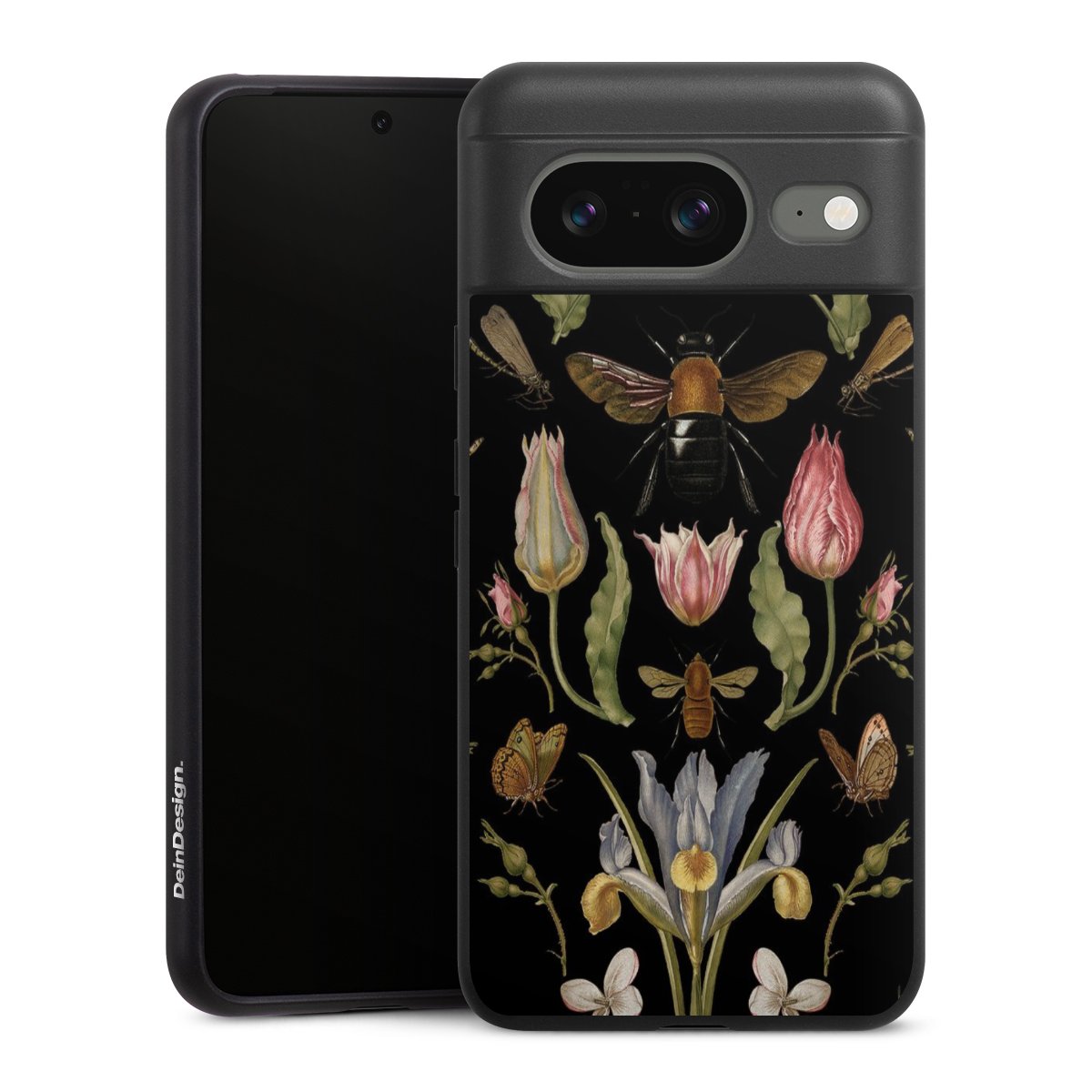 Fleurs Sauvages et Abeilles Fond Noir