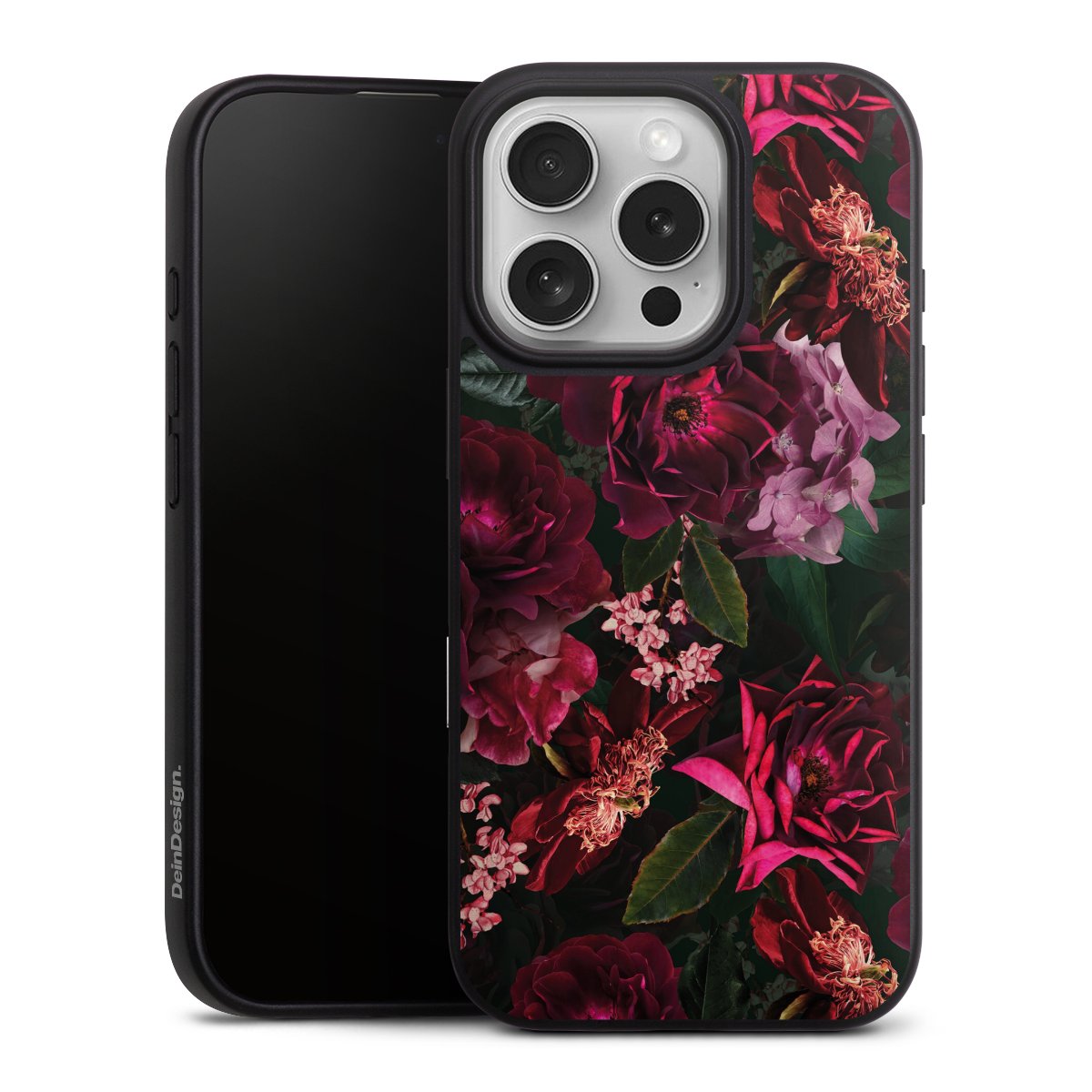 Fleurs rouge foncé et roses