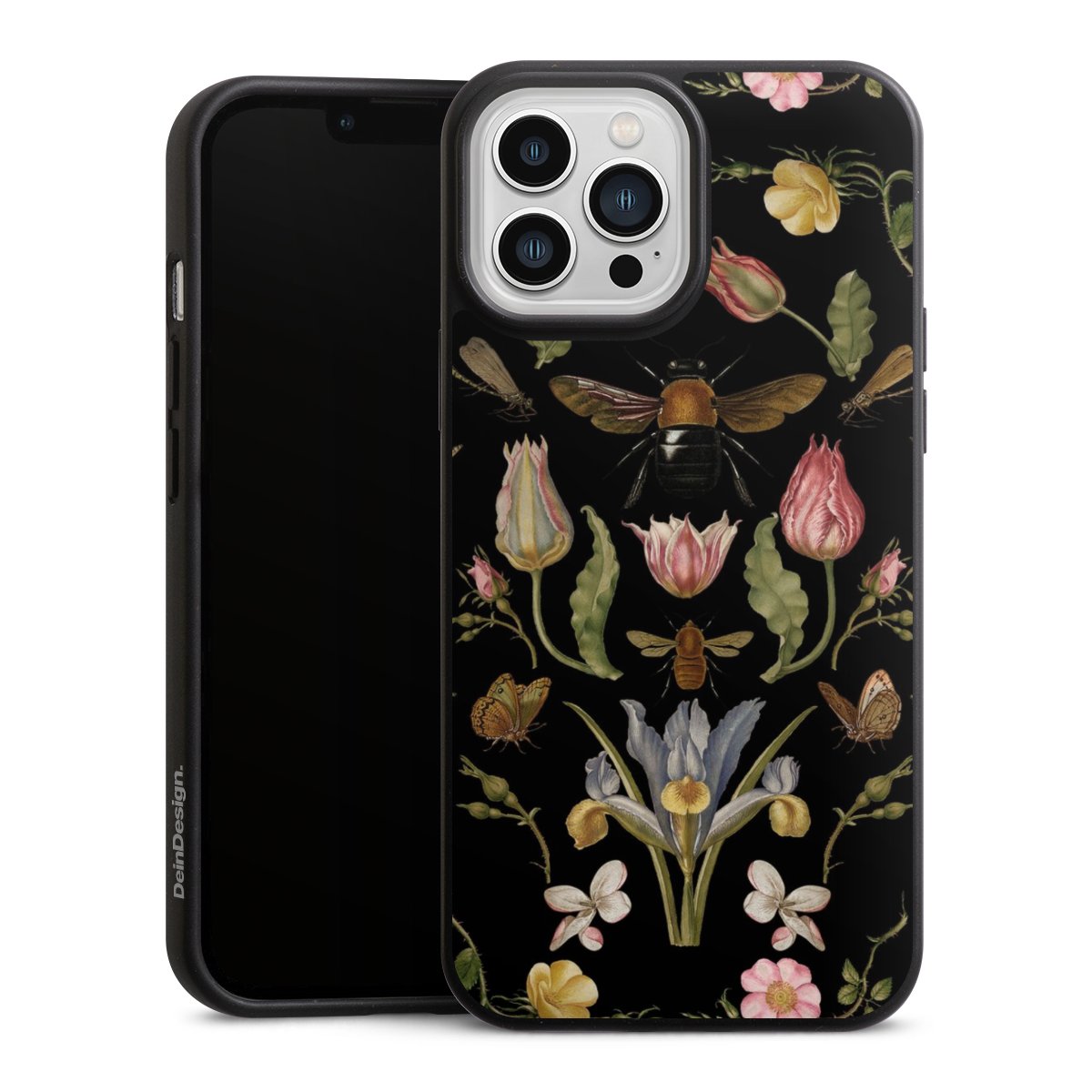 Fleurs Sauvages et Abeilles Fond Noir