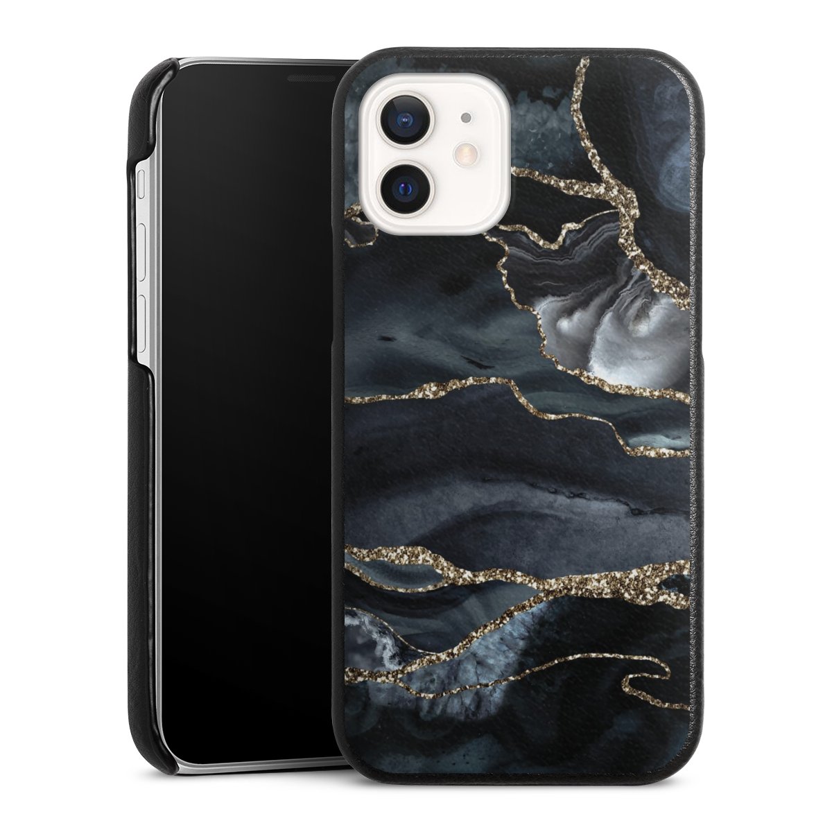 Dunkler Marmor Gold Glitzerlook