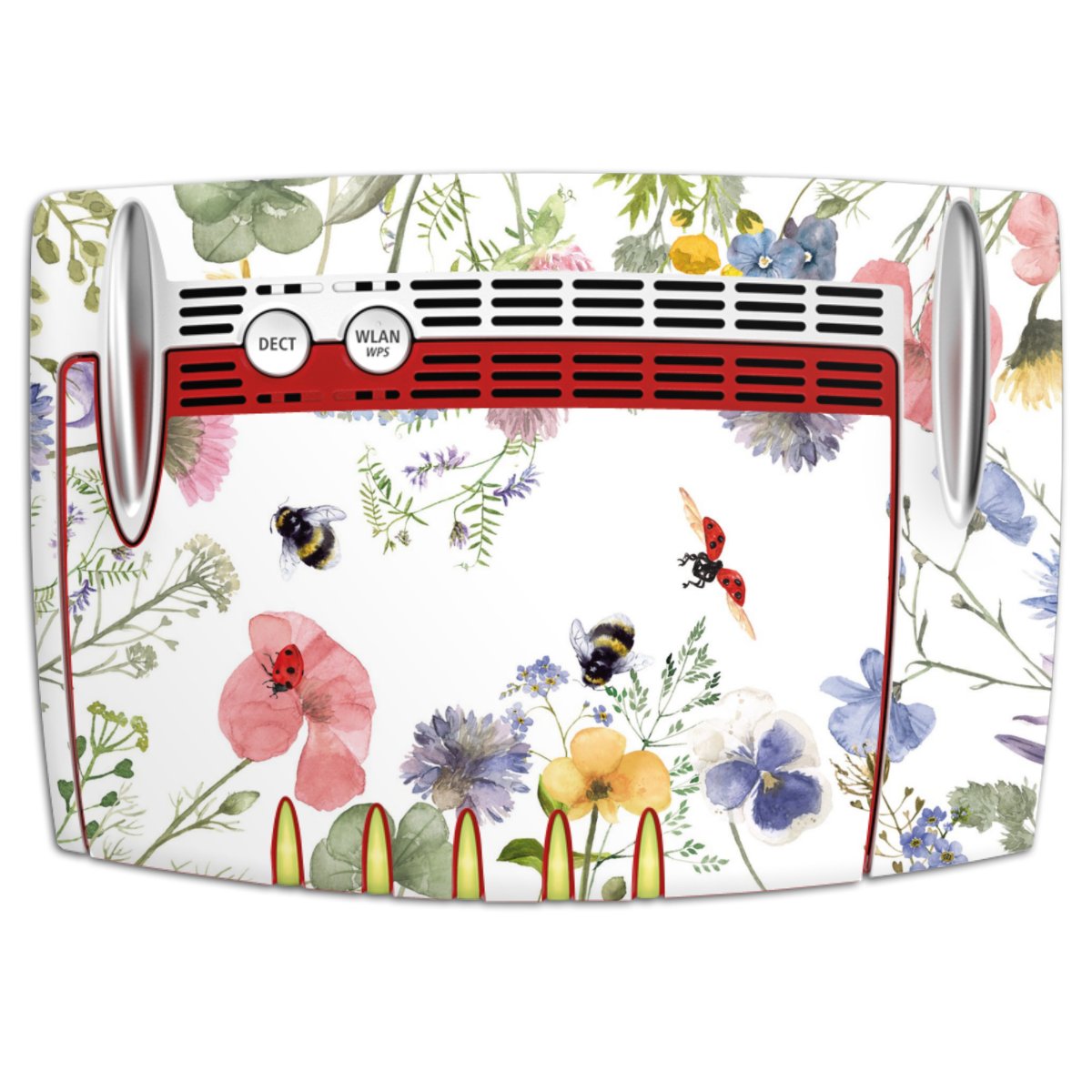 Bunte Frühlingsblumen und Bienen