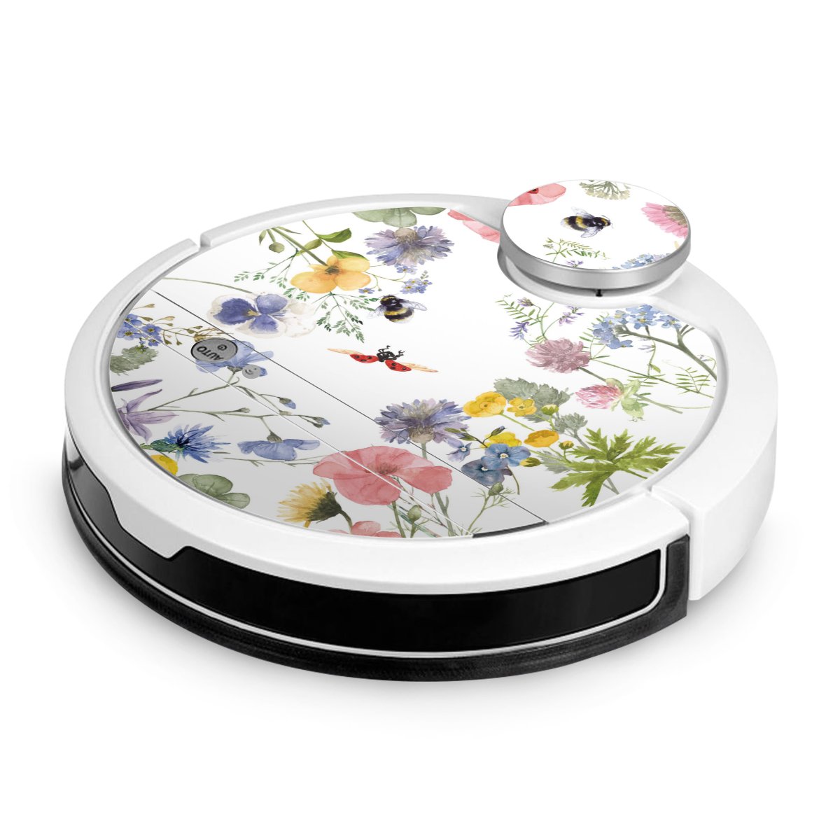 Bunte Frühlingsblumen und Bienen